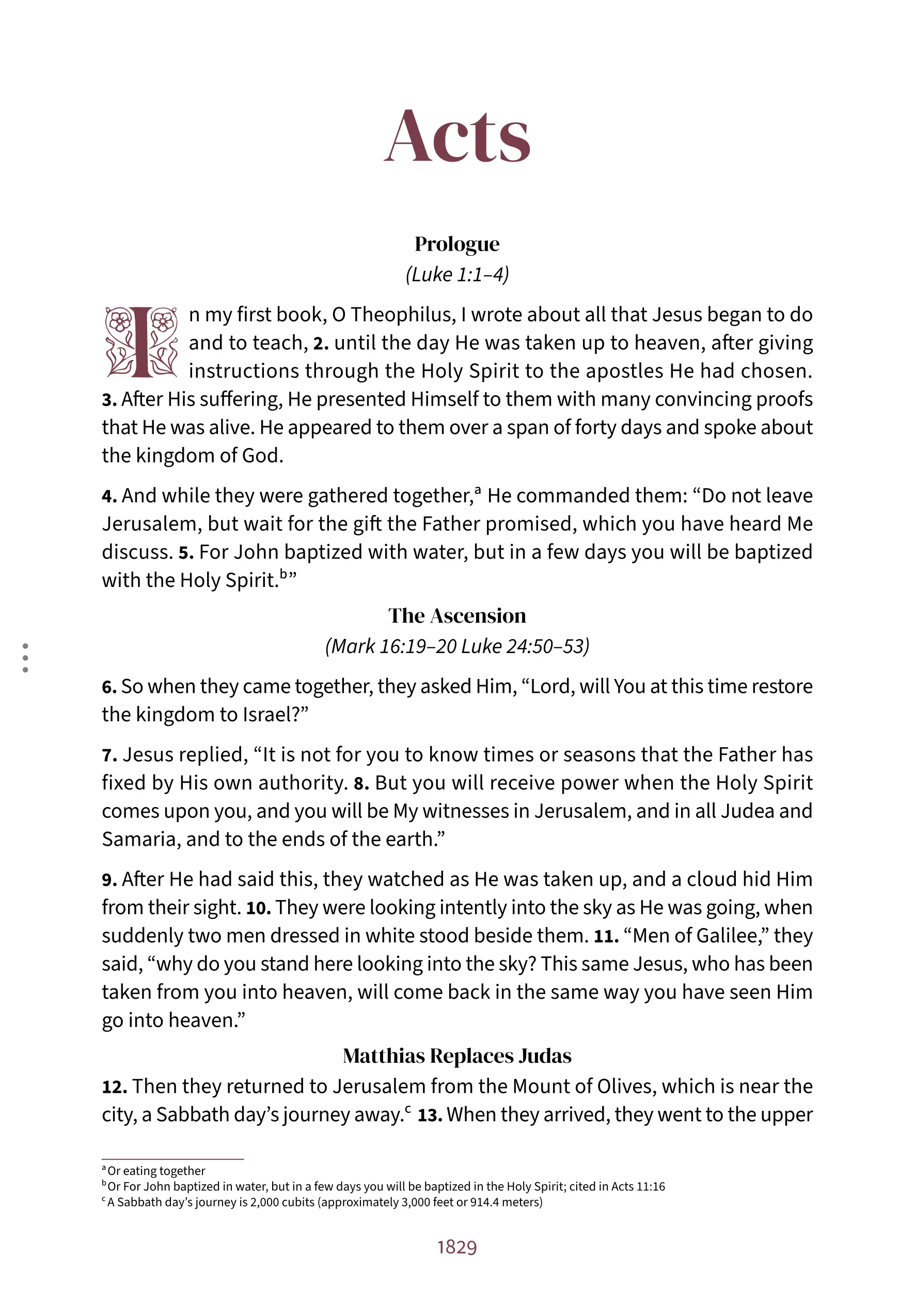 First page of Acts in the Embrace reading layout, showing chapter-opening typography