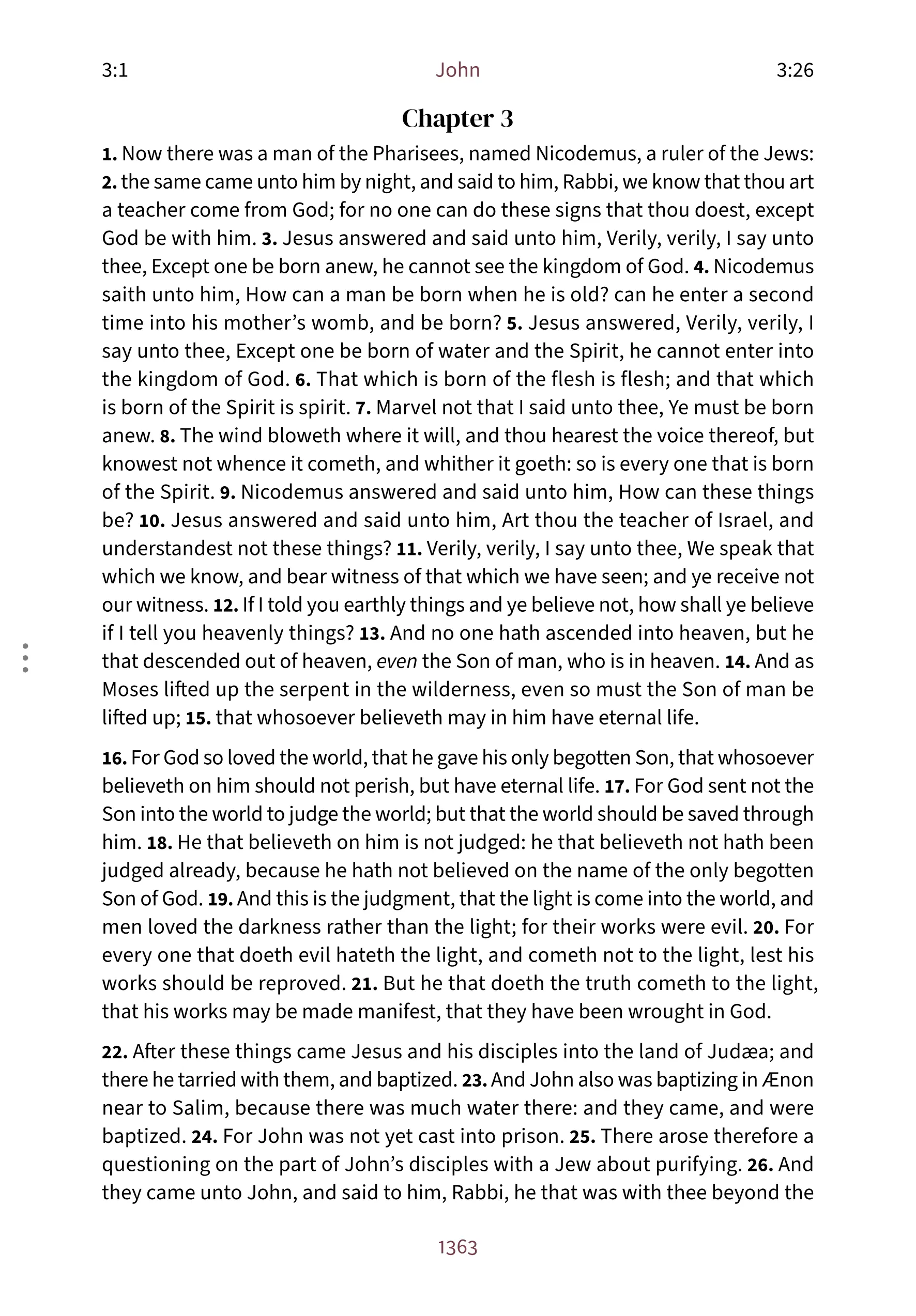 Interior spread showing John 3:16 in the Embrace reading layout