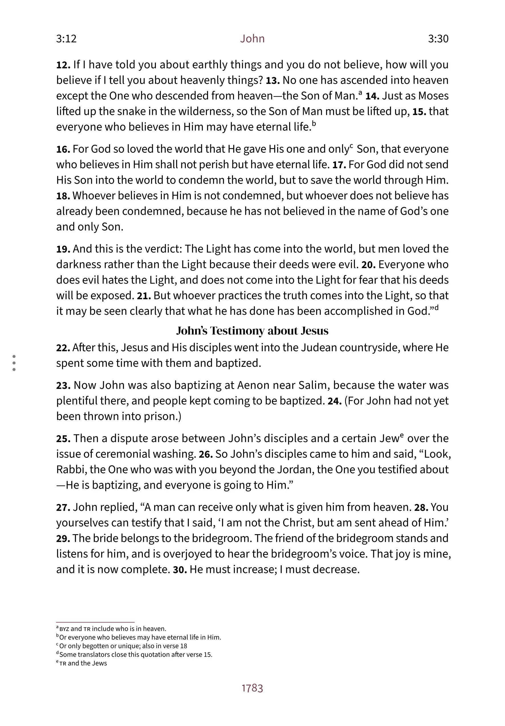 Interior spread showing John 3:16 in the Embrace reading layout