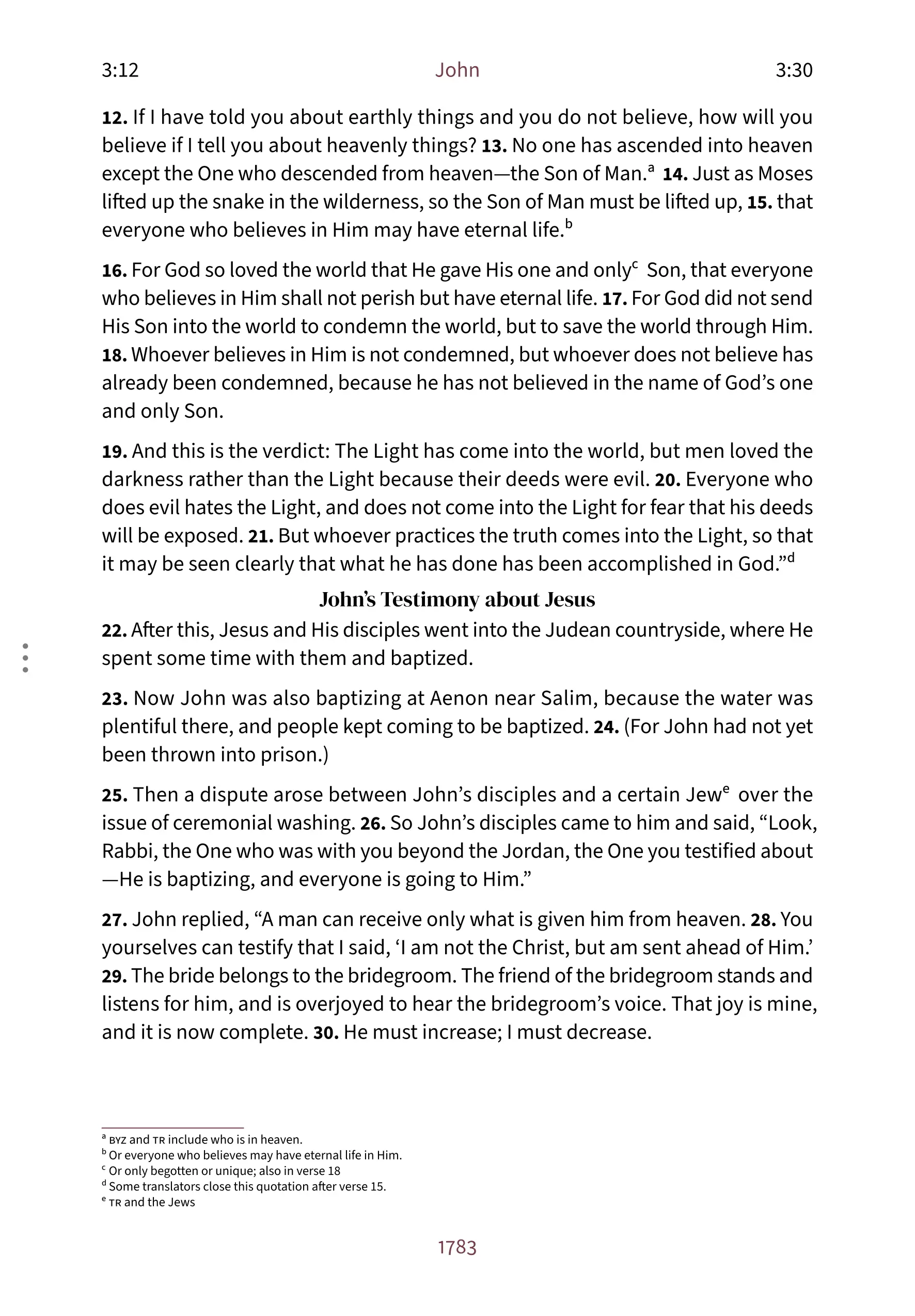 Interior spread showing John 3:16 in the Embrace reading layout