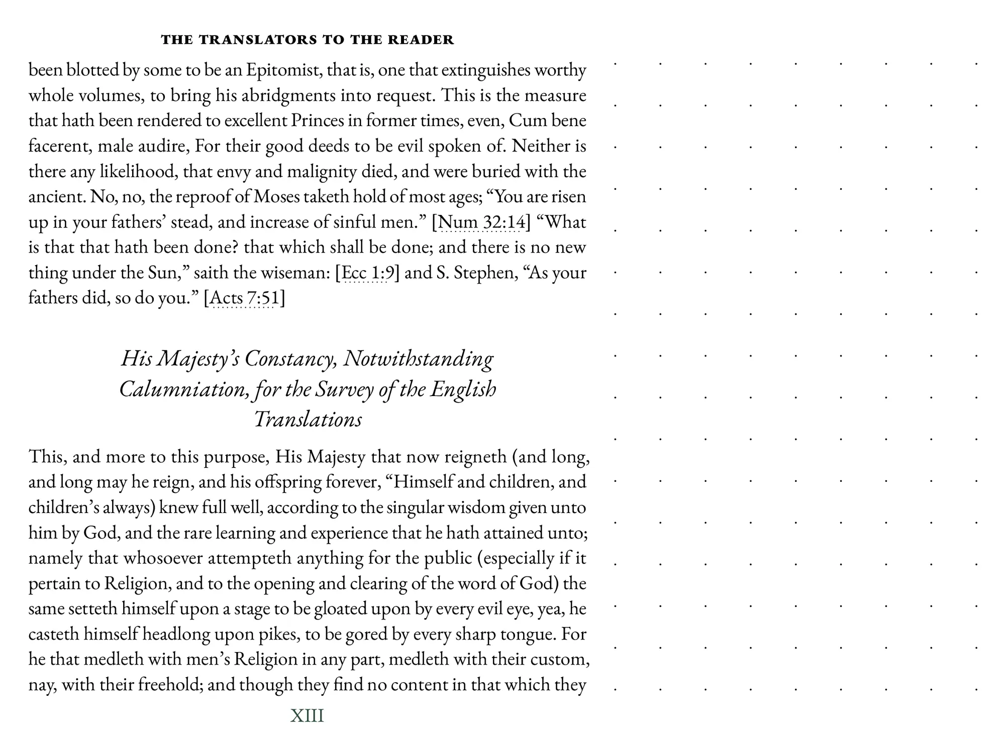 Interior spread of KJV Digital Notetaking Bible showing original Translators to the Reader preface