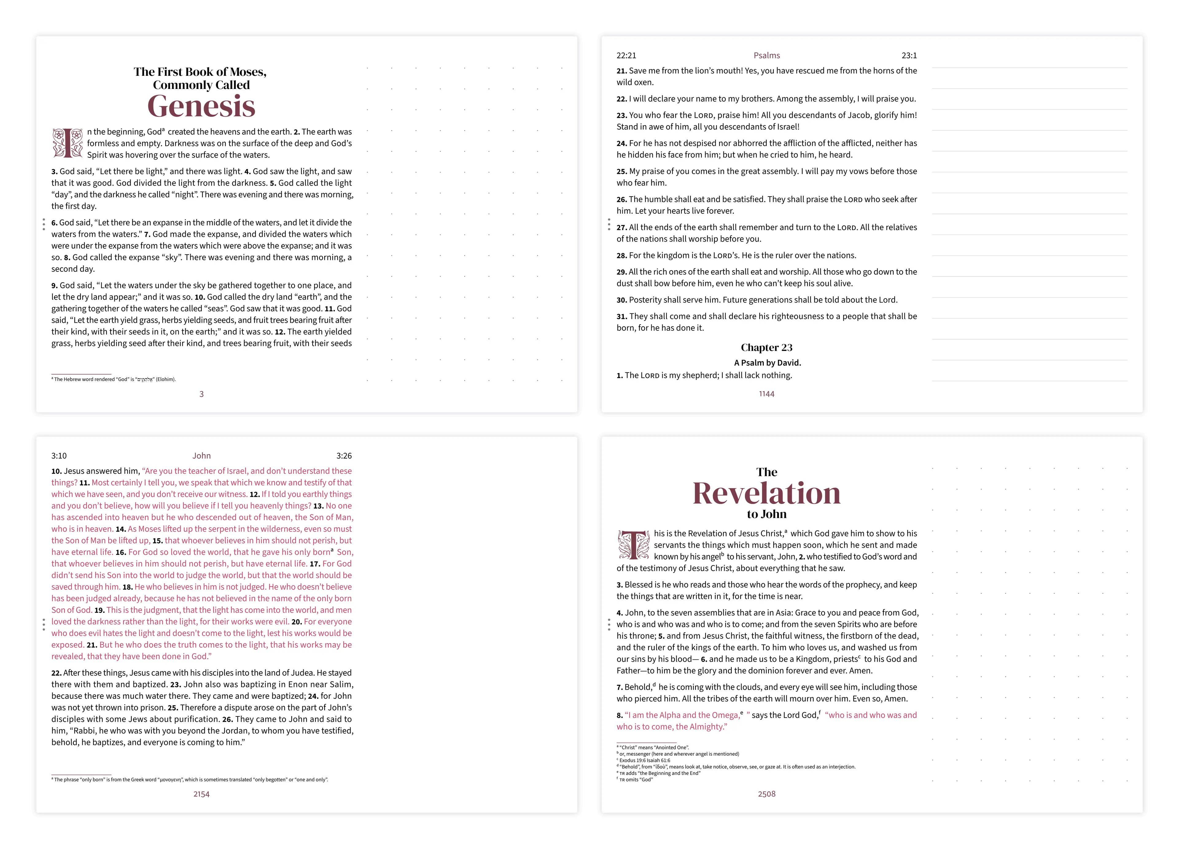 Four landscape notetaking pages showing dotted, lined, and clear margin styles