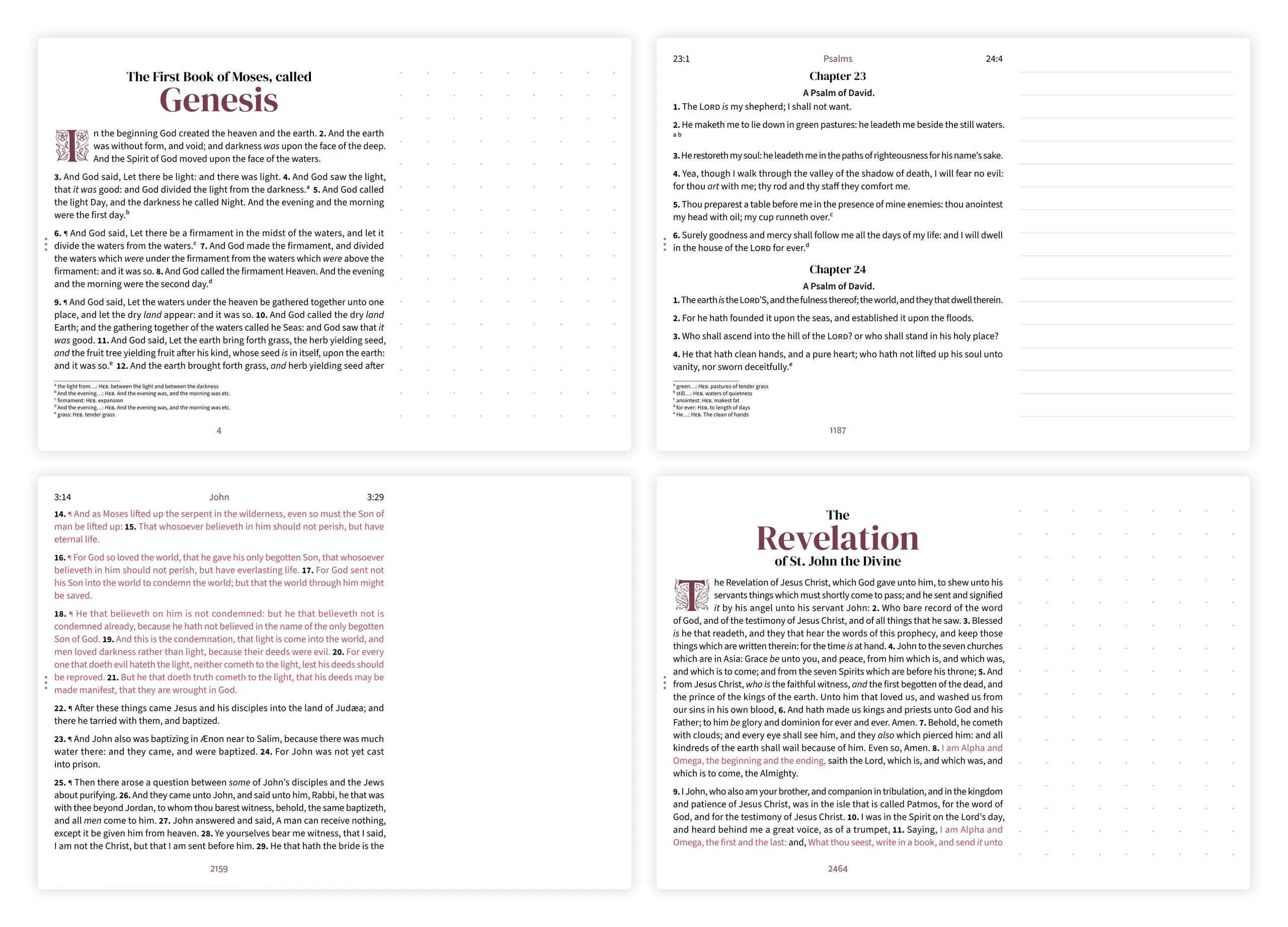 Four landscape notetaking pages showing dotted, lined, and clear margin styles