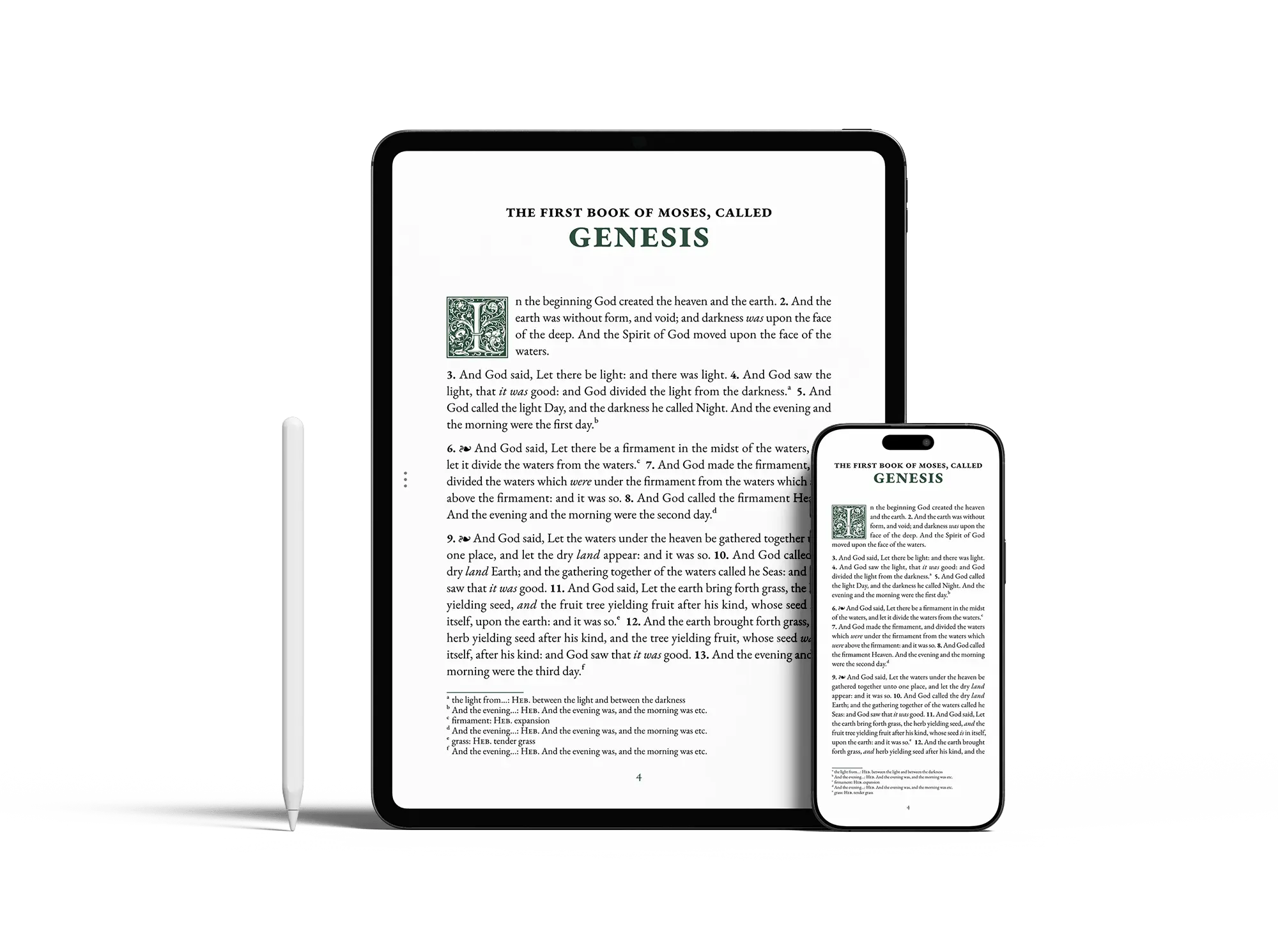 Tablet and smartphone showing a Bible reading page from this translation