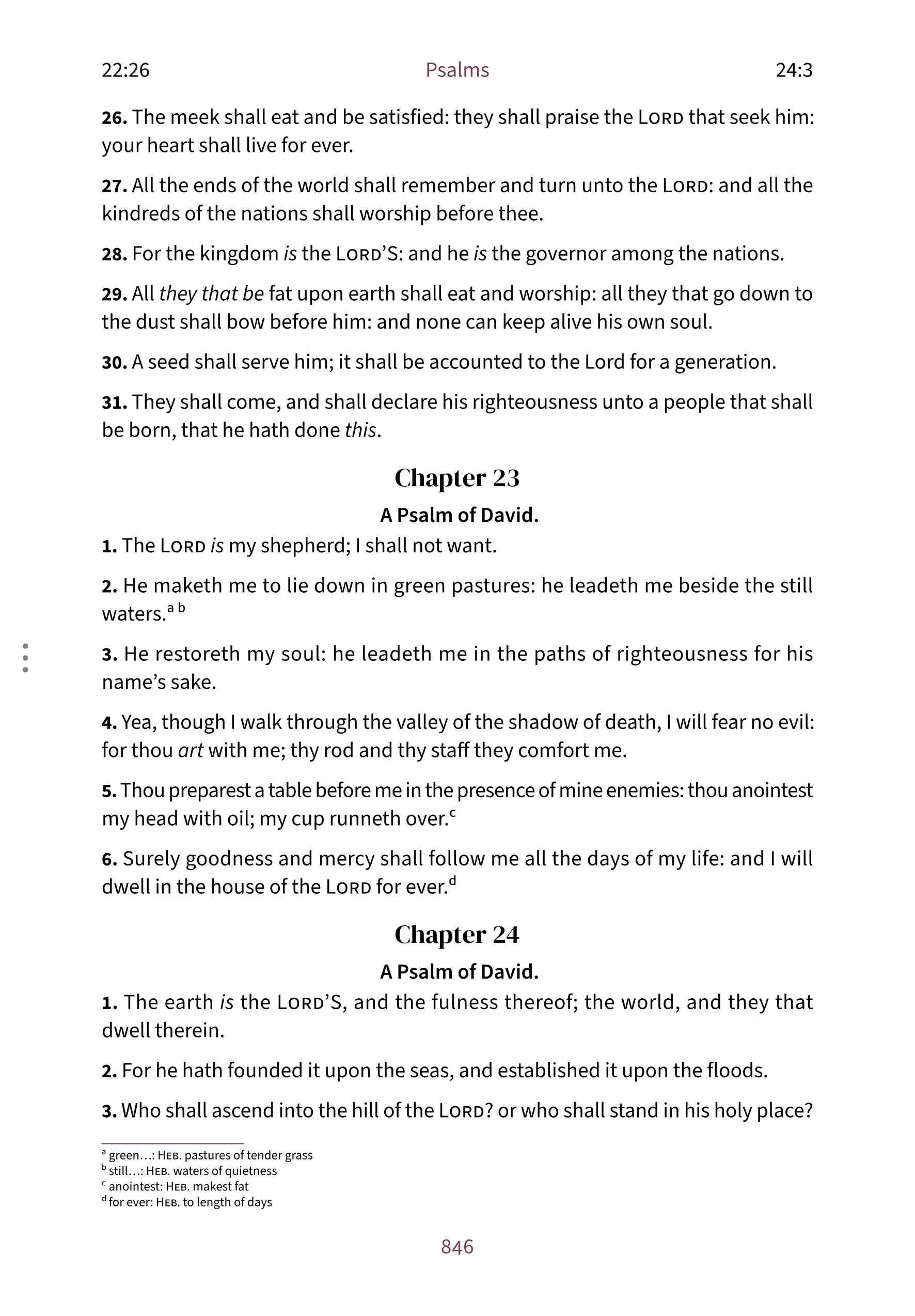 Interior spread showing Psalm 23 in the Embrace reading layout