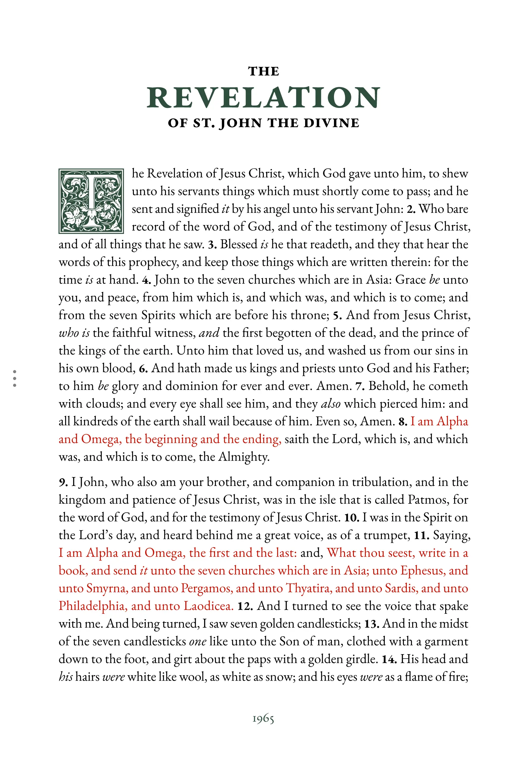 Interior spread showing Revelation 1:1 in reading layout