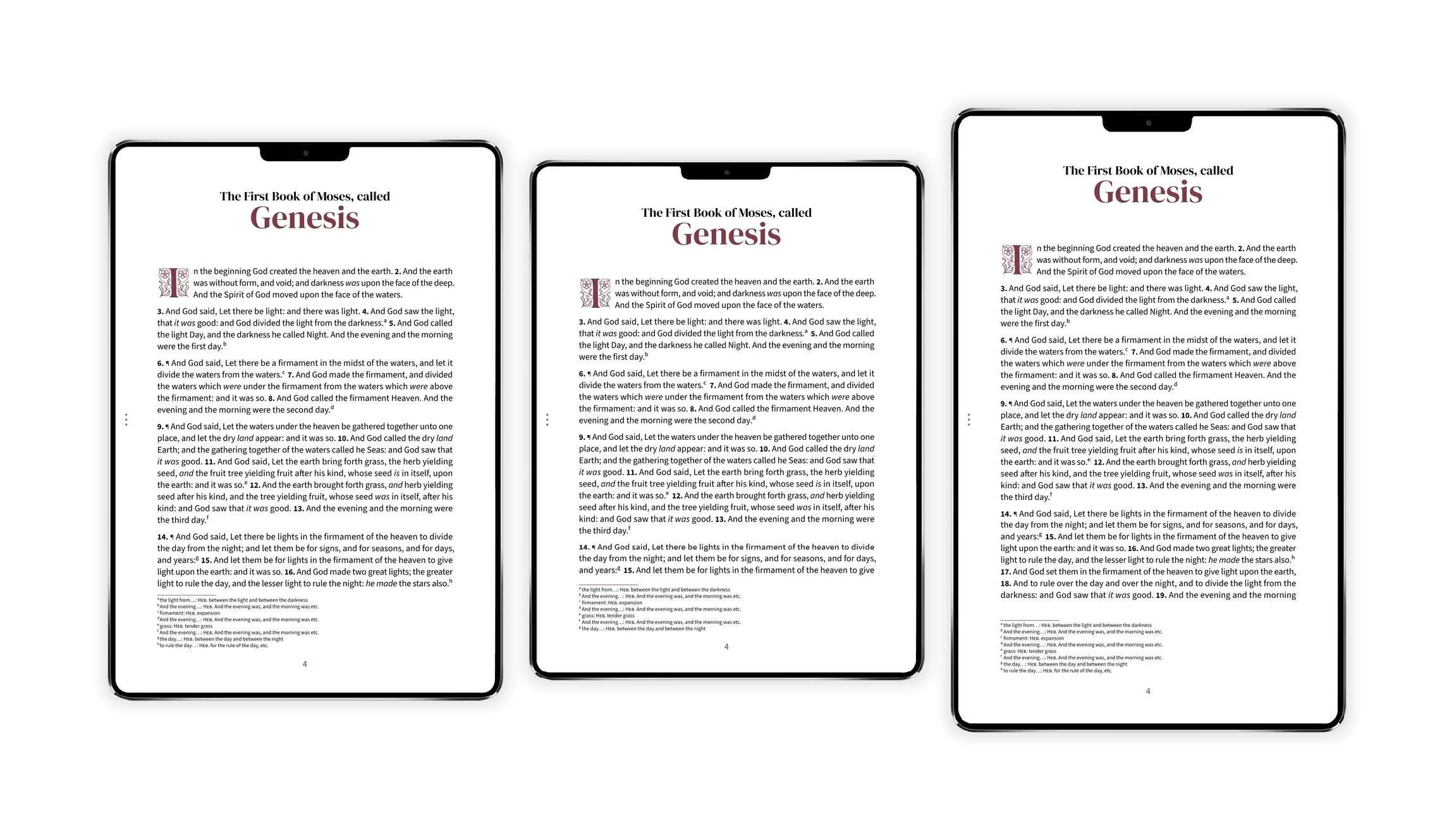 Three tablet aspect ratios shown side by side: 4:3, 1.43:1 (23:16), and 16:10