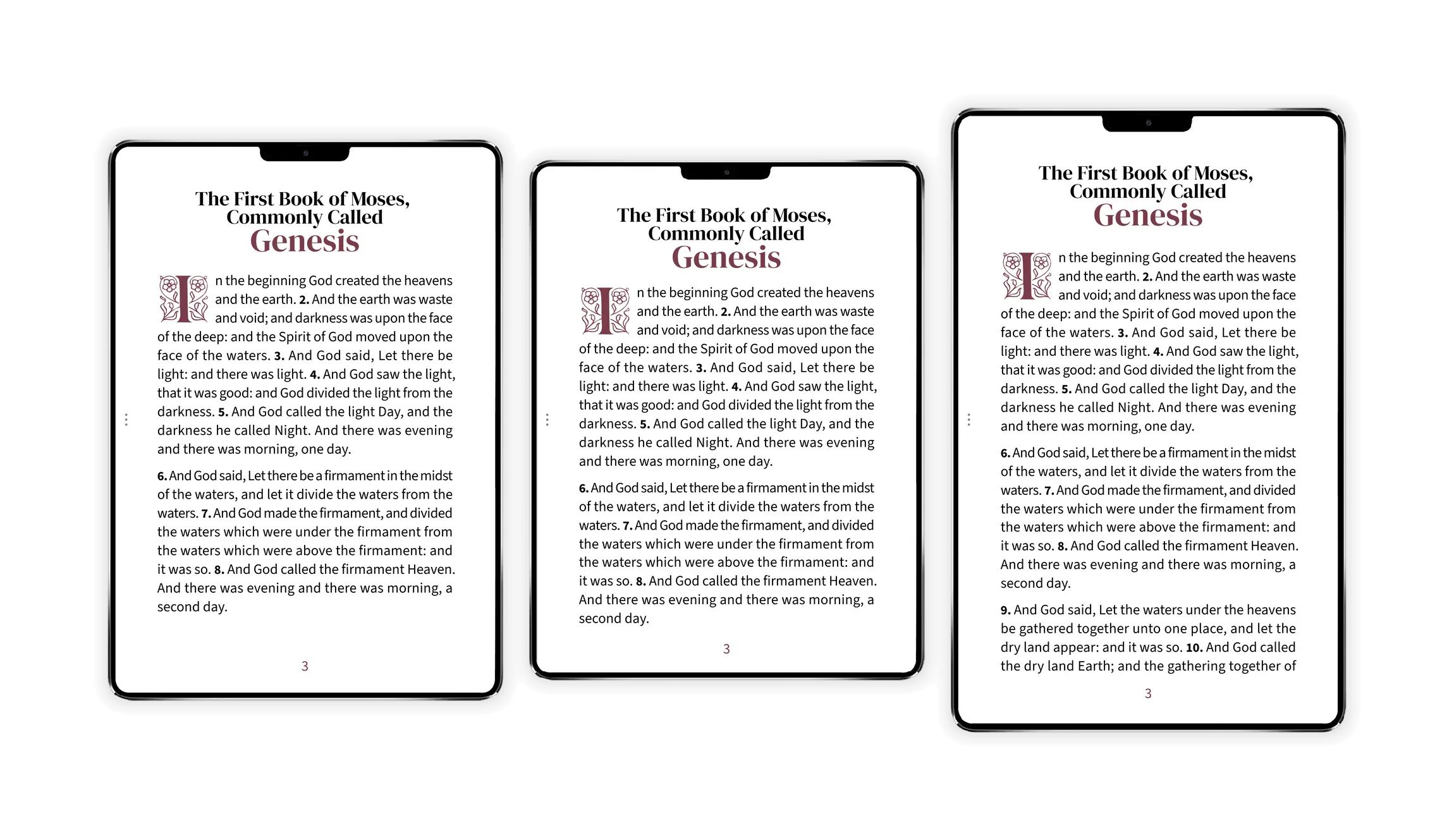 Three tablet aspect ratios shown side by side: 4:3, 1.43:1 (23:16), and 16:10