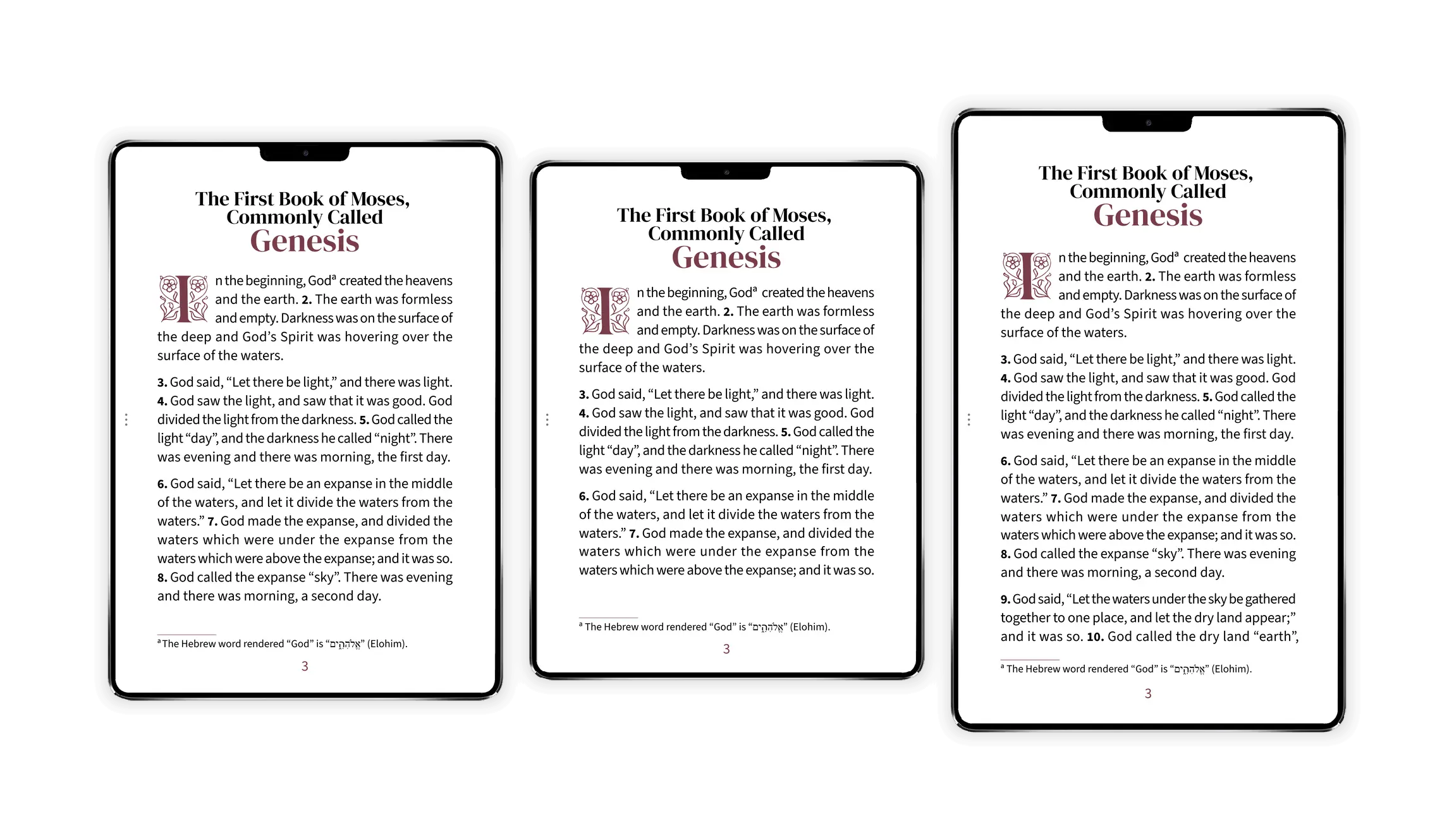 Three tablet aspect ratios shown side by side: 4:3, 1.43:1 (23:16), and 16:10