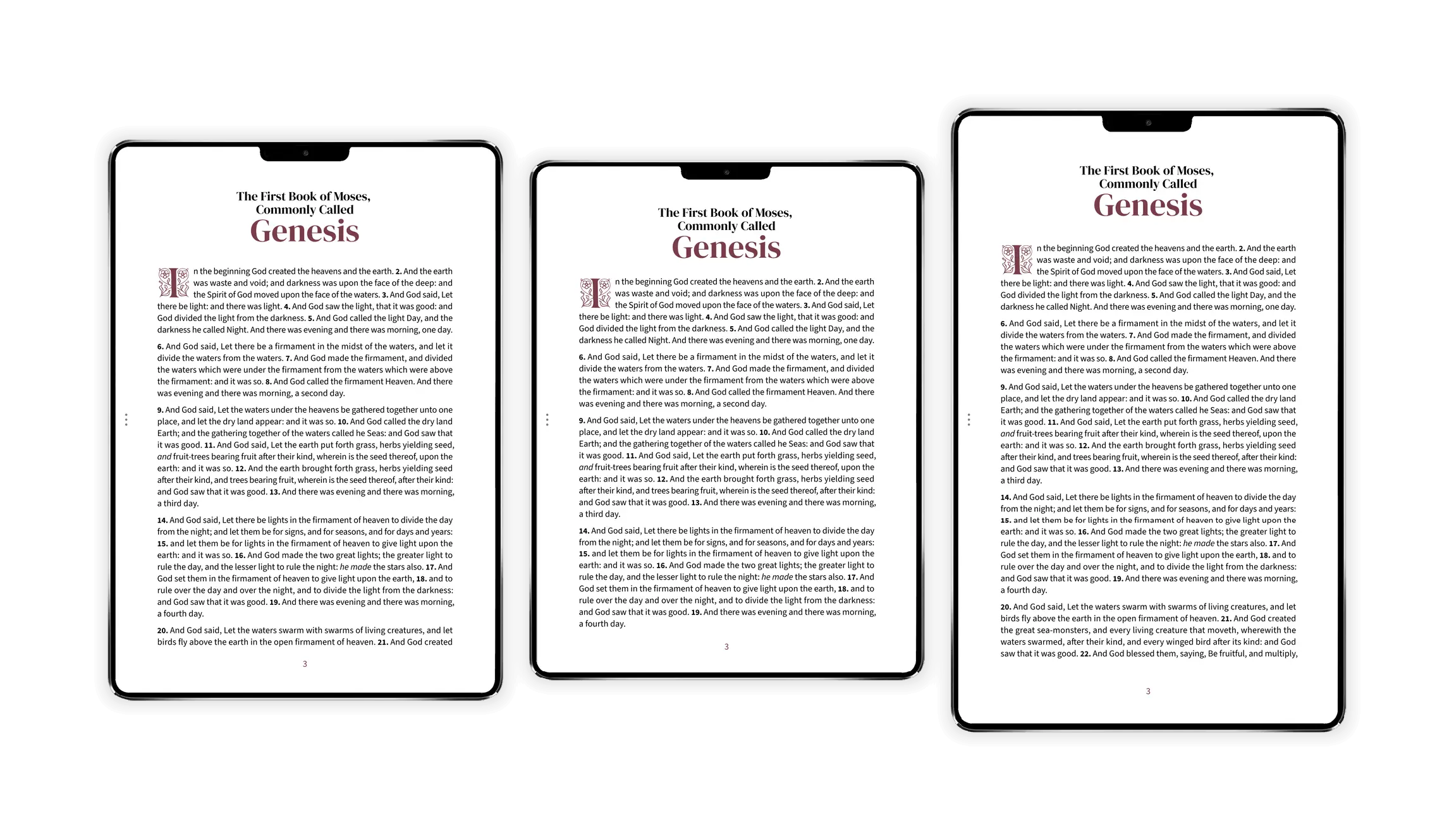 Three tablet aspect ratios shown side by side: 4:3, 1.43:1 (23:16), and 16:10