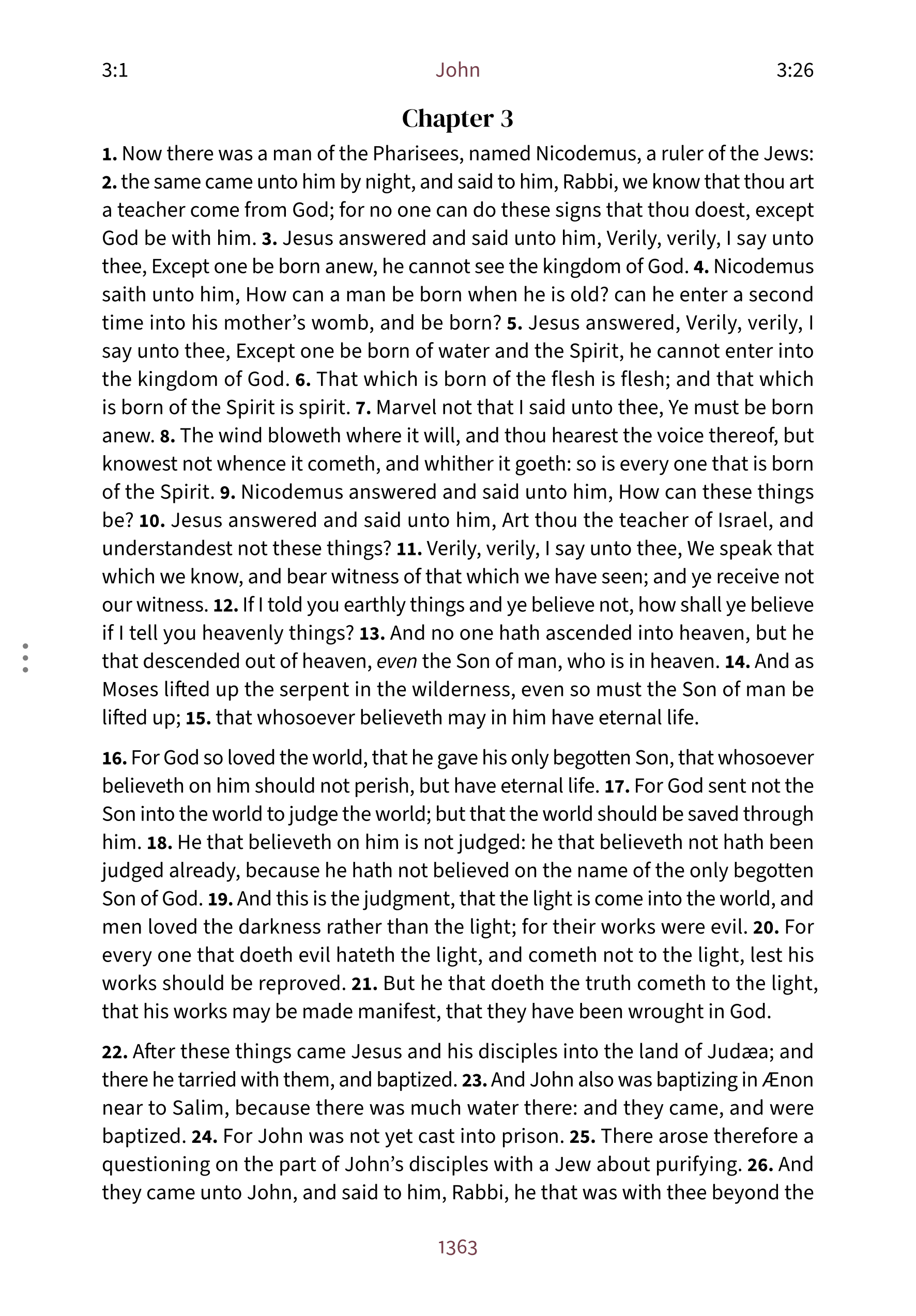 Interior spread showing John 3:16 in the Embrace reading layout