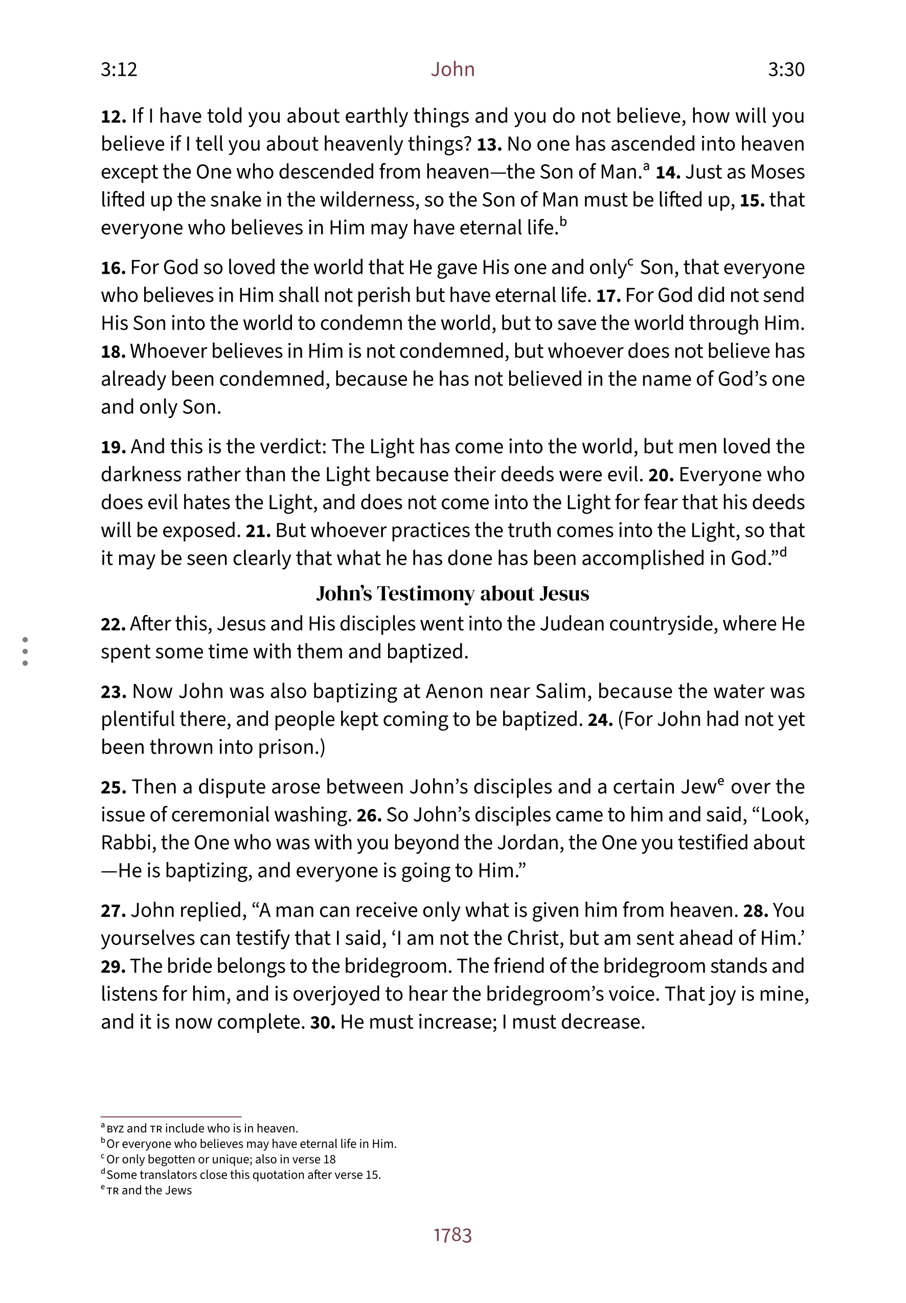Interior spread showing John 3:16 in the Embrace reading layout