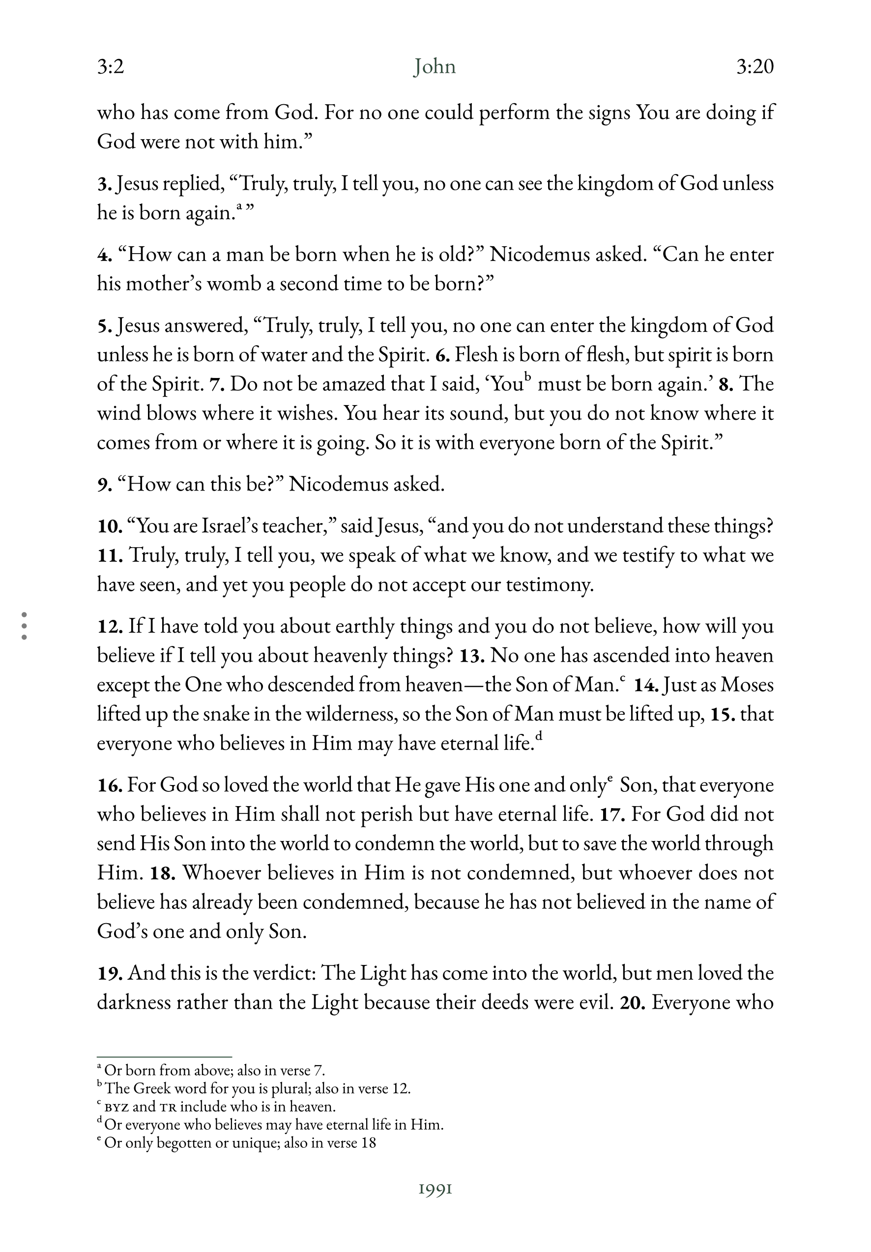 Interior spread showing John 3:16 in reading layout