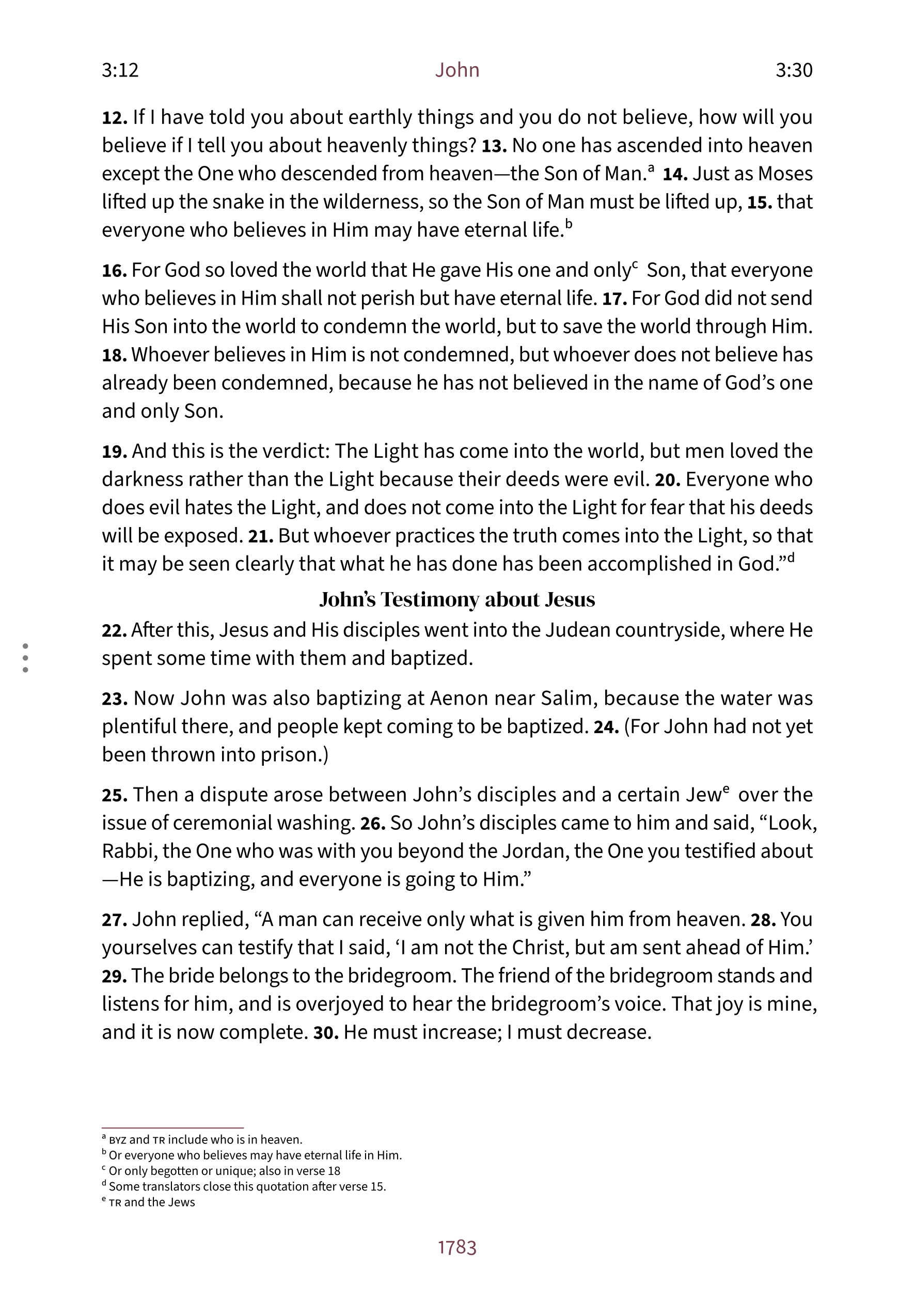 Interior spread showing John 3:16 in the Embrace reading layout