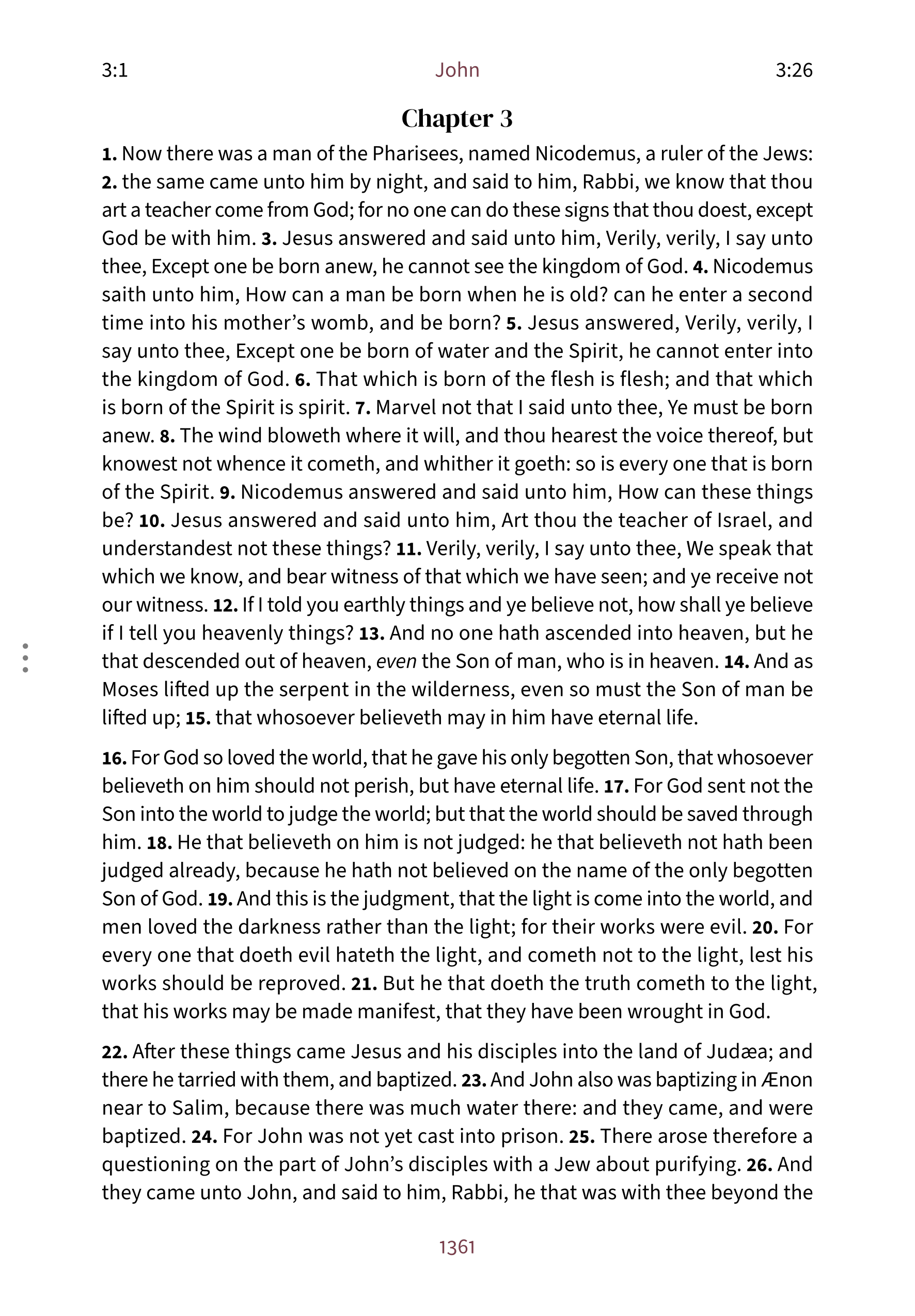 Interior spread showing John 3:16 in the Embrace reading layout
