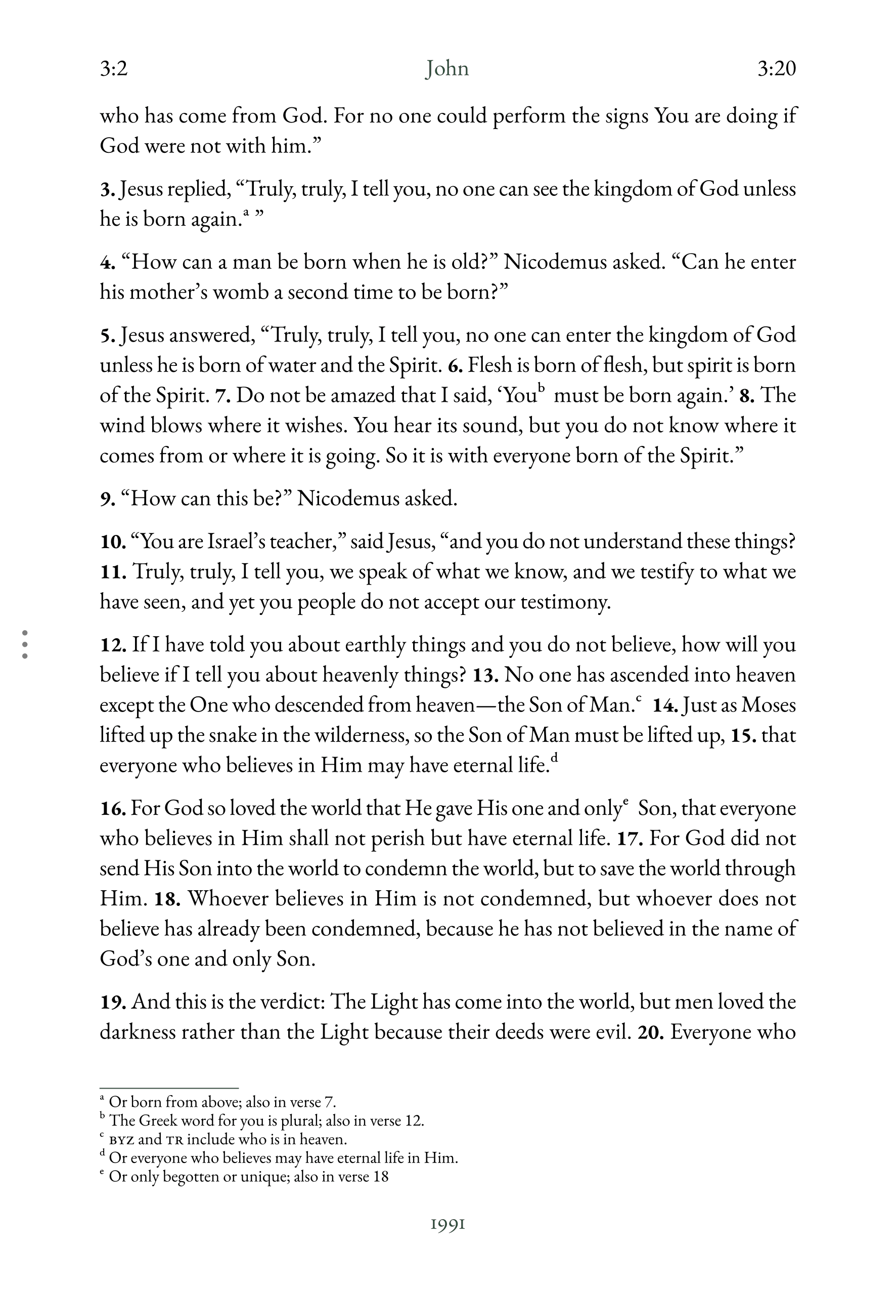 Interior spread showing John 3:16 in reading layout