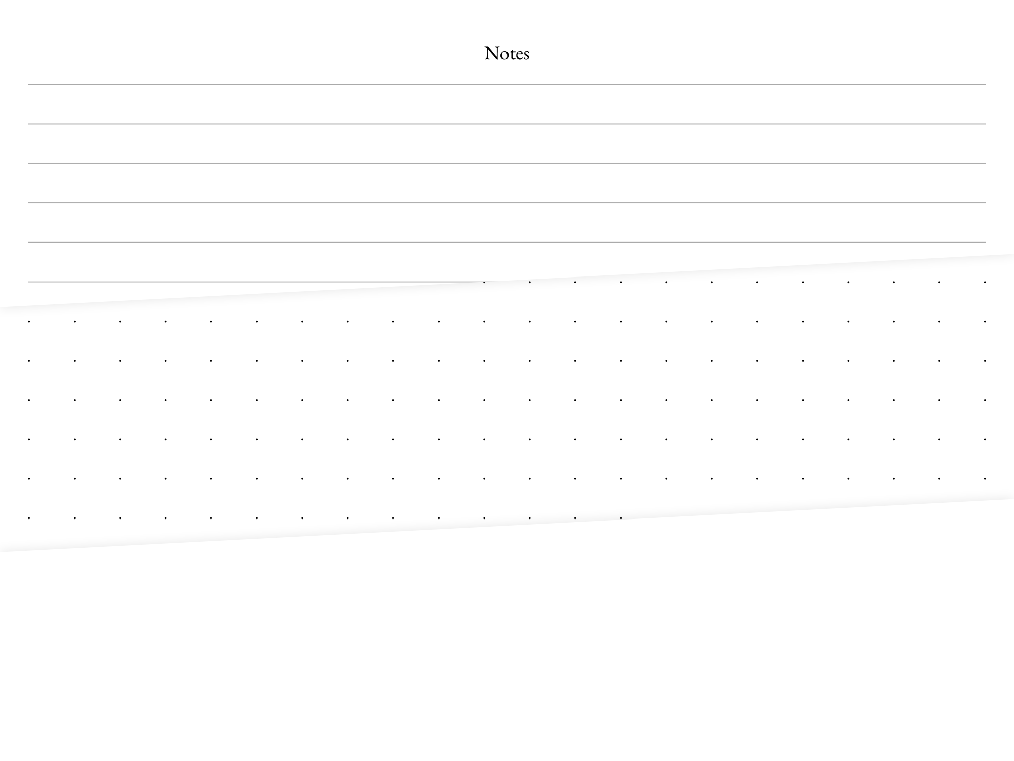 Notes pages showing lined and dotted paper styles included in the notetaking edition