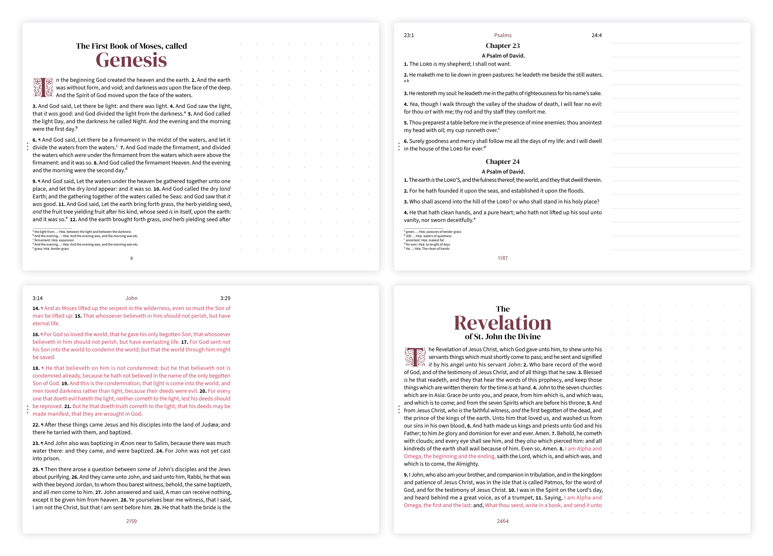 Four landscape notetaking pages showing dotted, lined, and clear margin styles