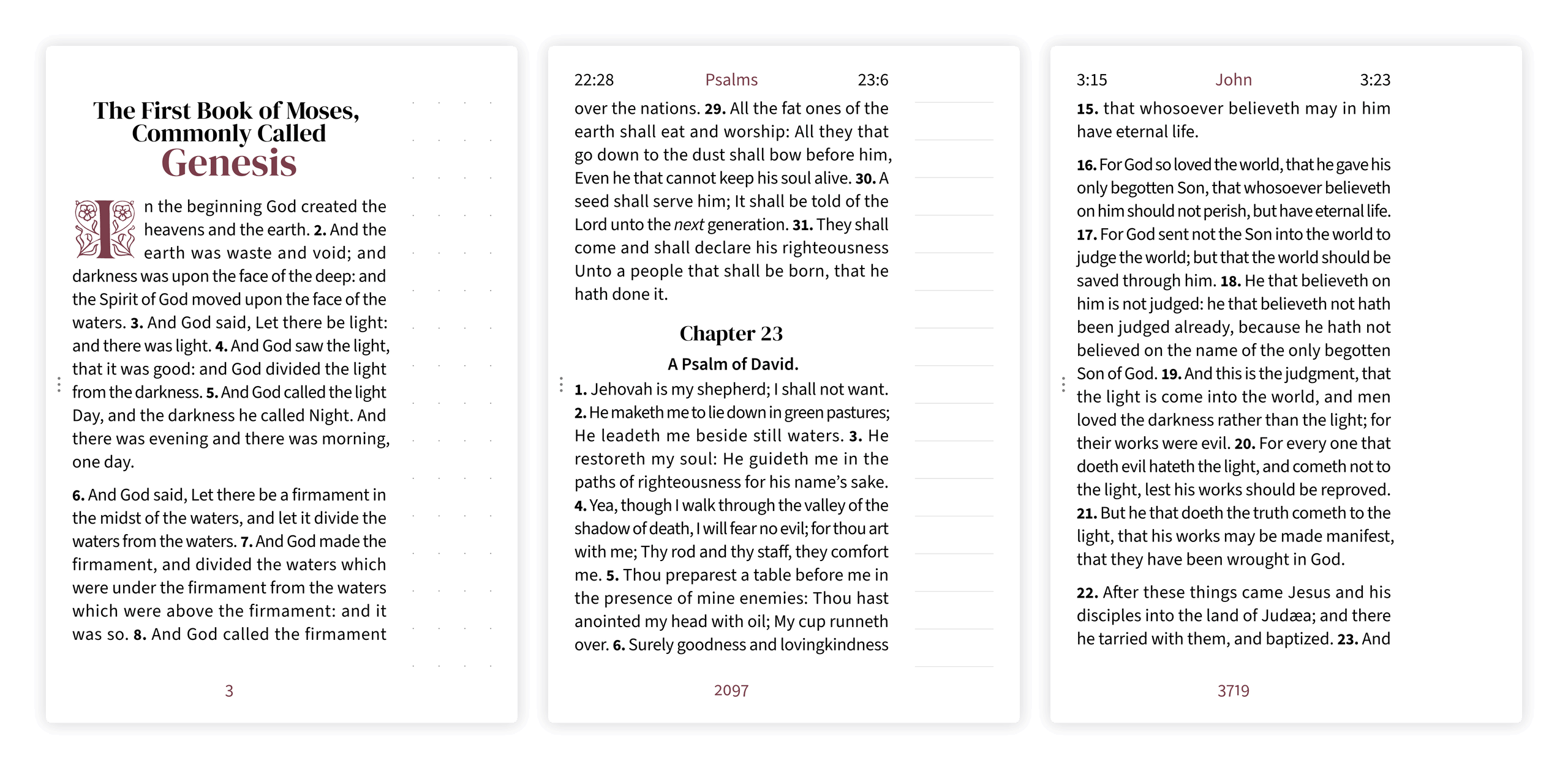 Three margin styles compared side by side: dotted, lined, and clear