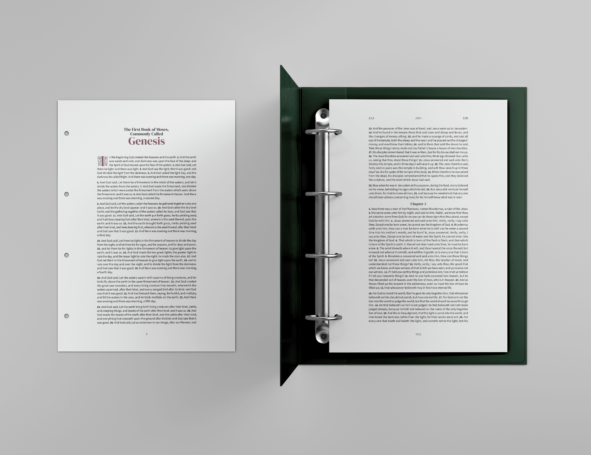 A4 binder with a printed Bible page in the Embrace design