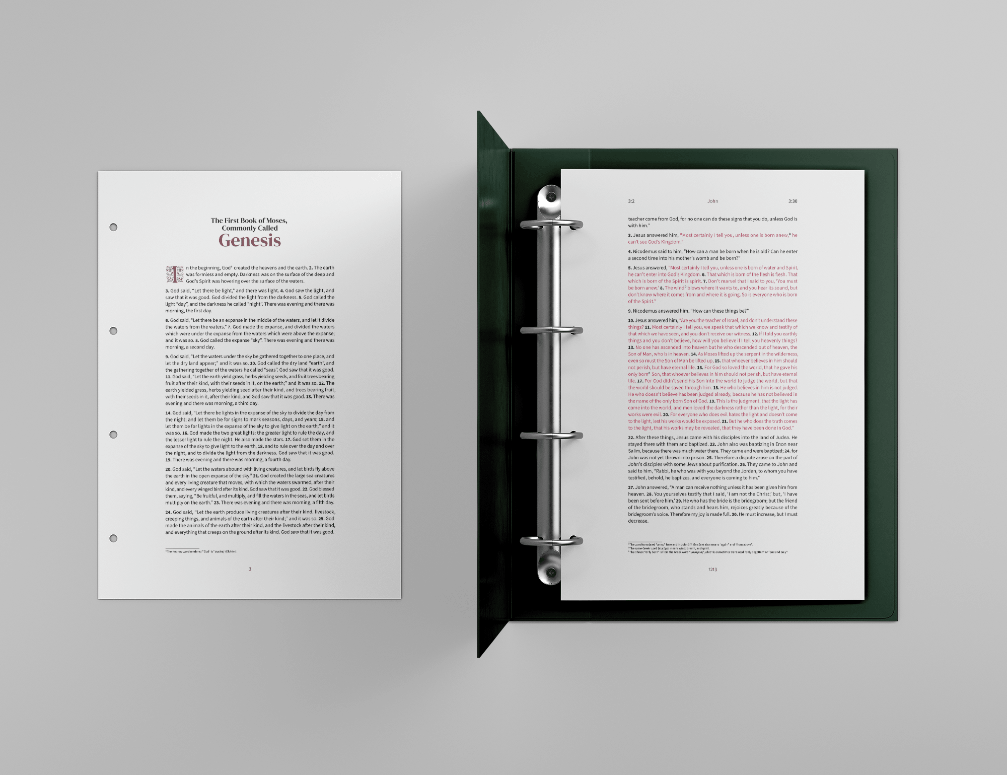 A4 binder with a printed Bible page in the Embrace design