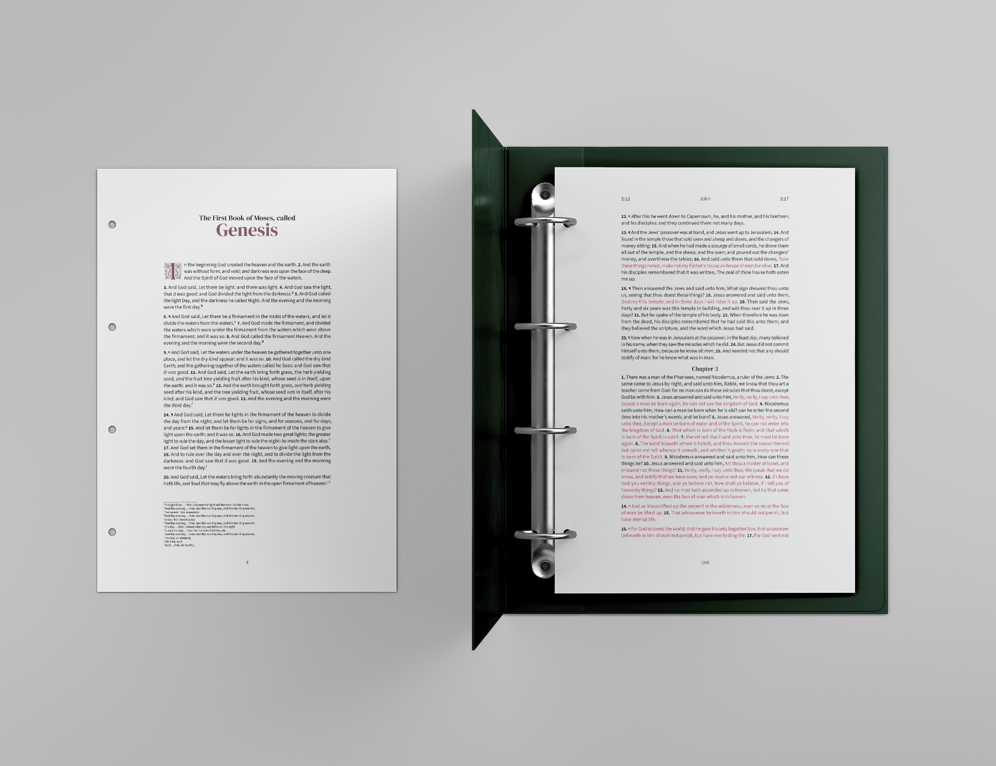 A4 binder with a printed Bible page in the Embrace design