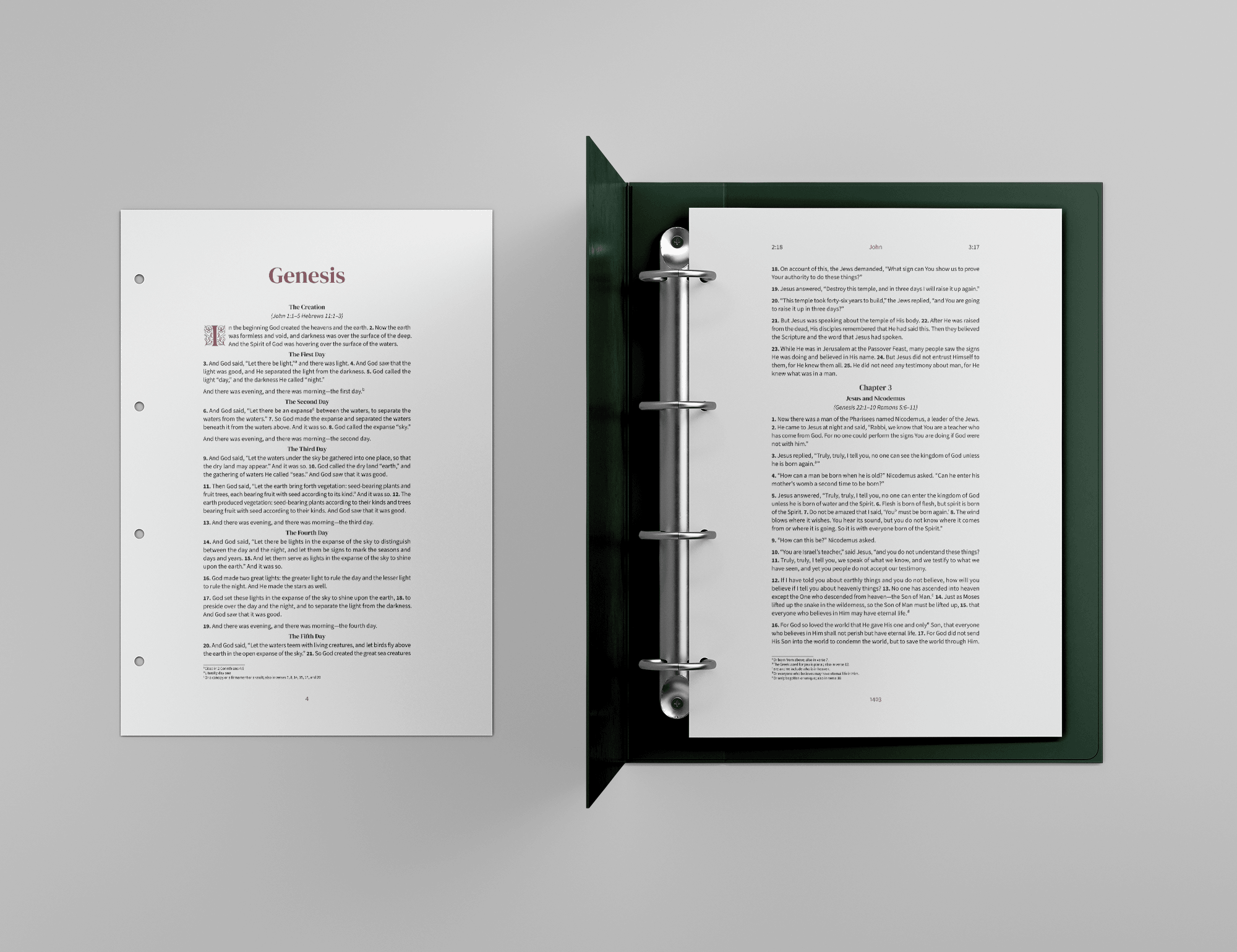 A4 binder with a printed Bible page in the Embrace design