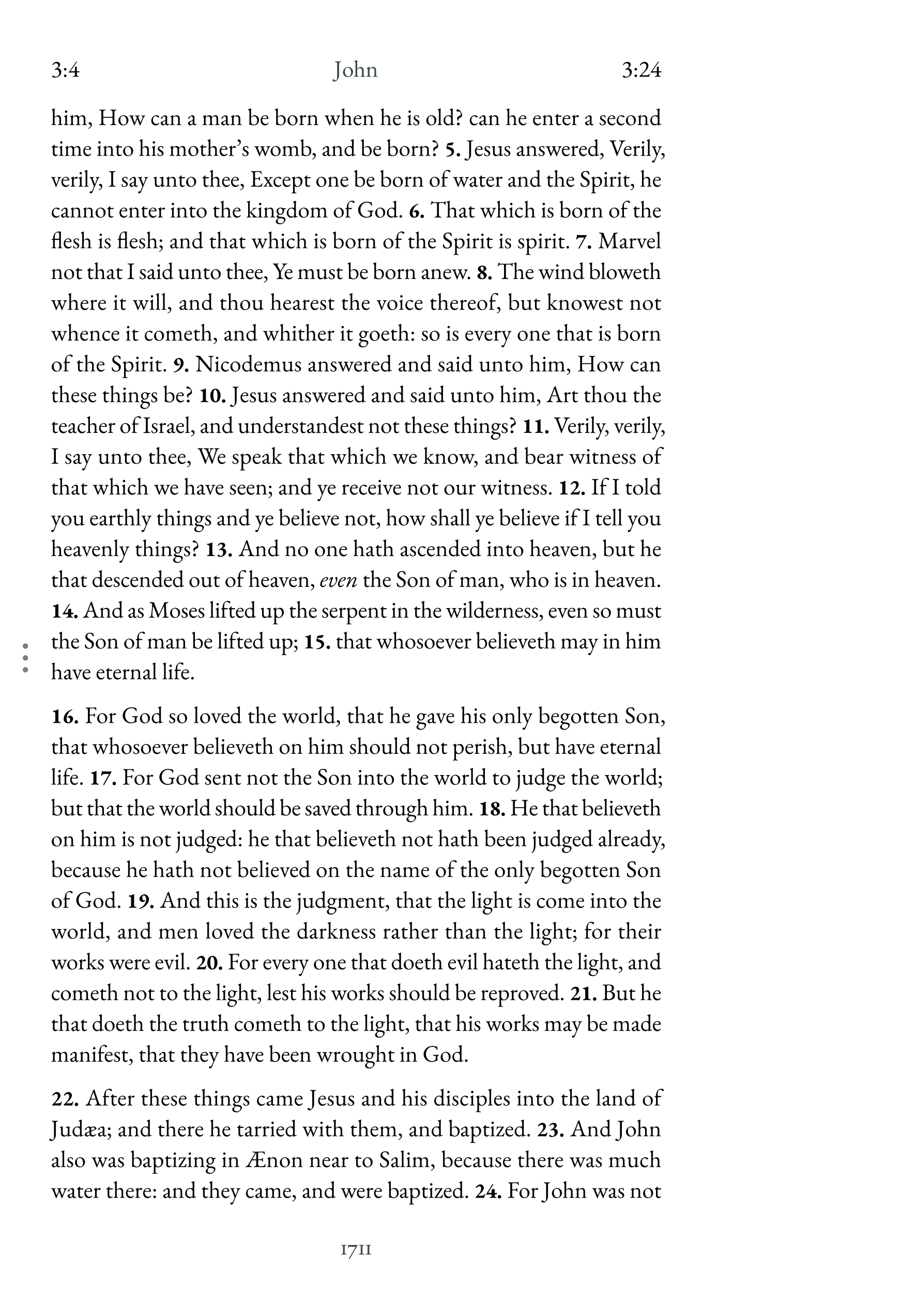 Interior page showing John 3:16 with clear notetaking margin