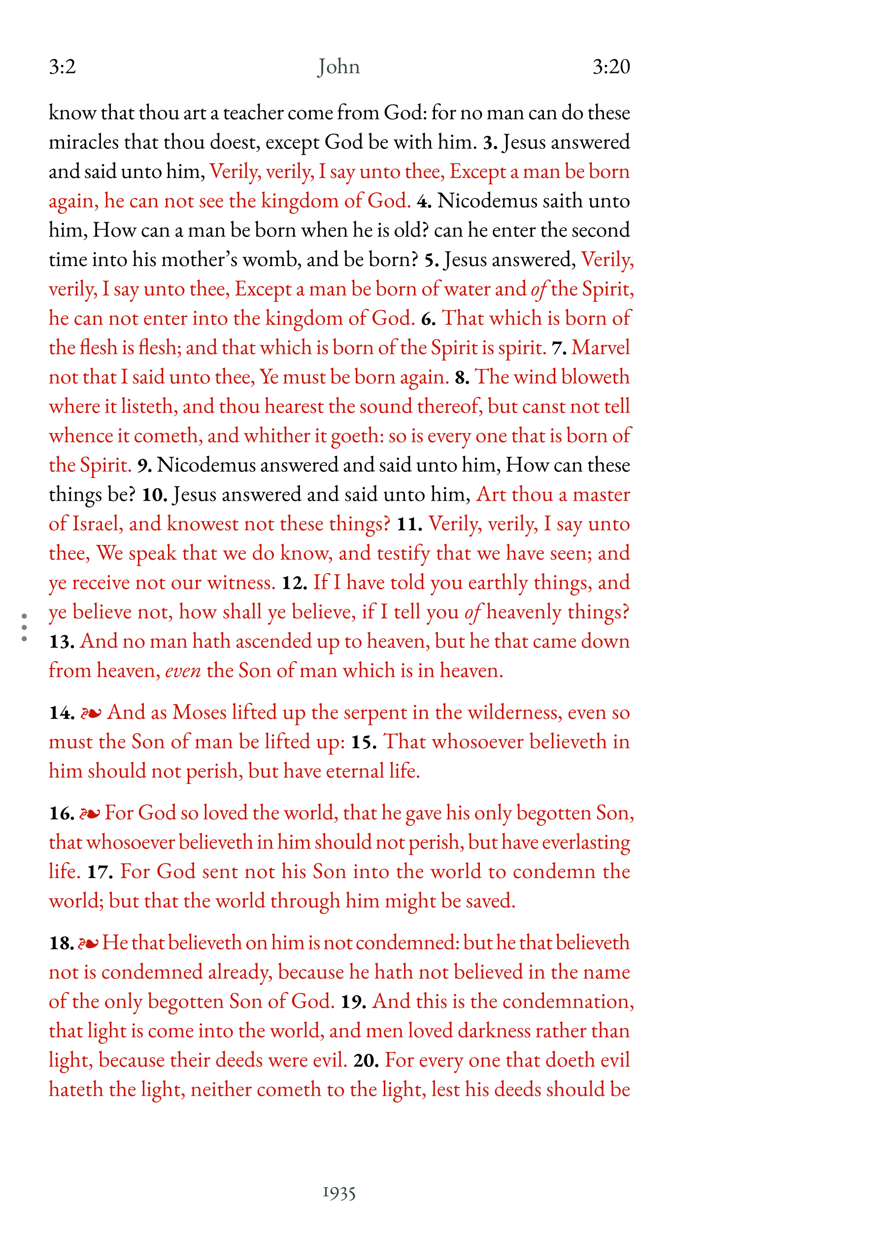 Interior page showing John 3:16 with clear notetaking margin
