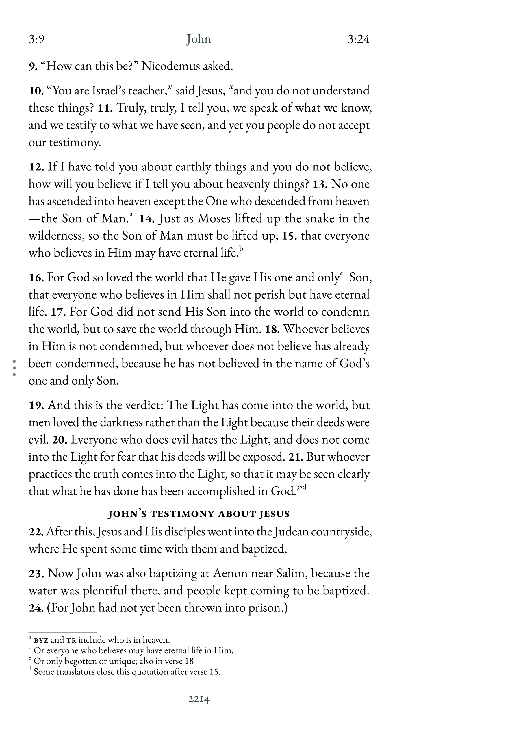 Interior page showing John 3:16 with clear notetaking margin