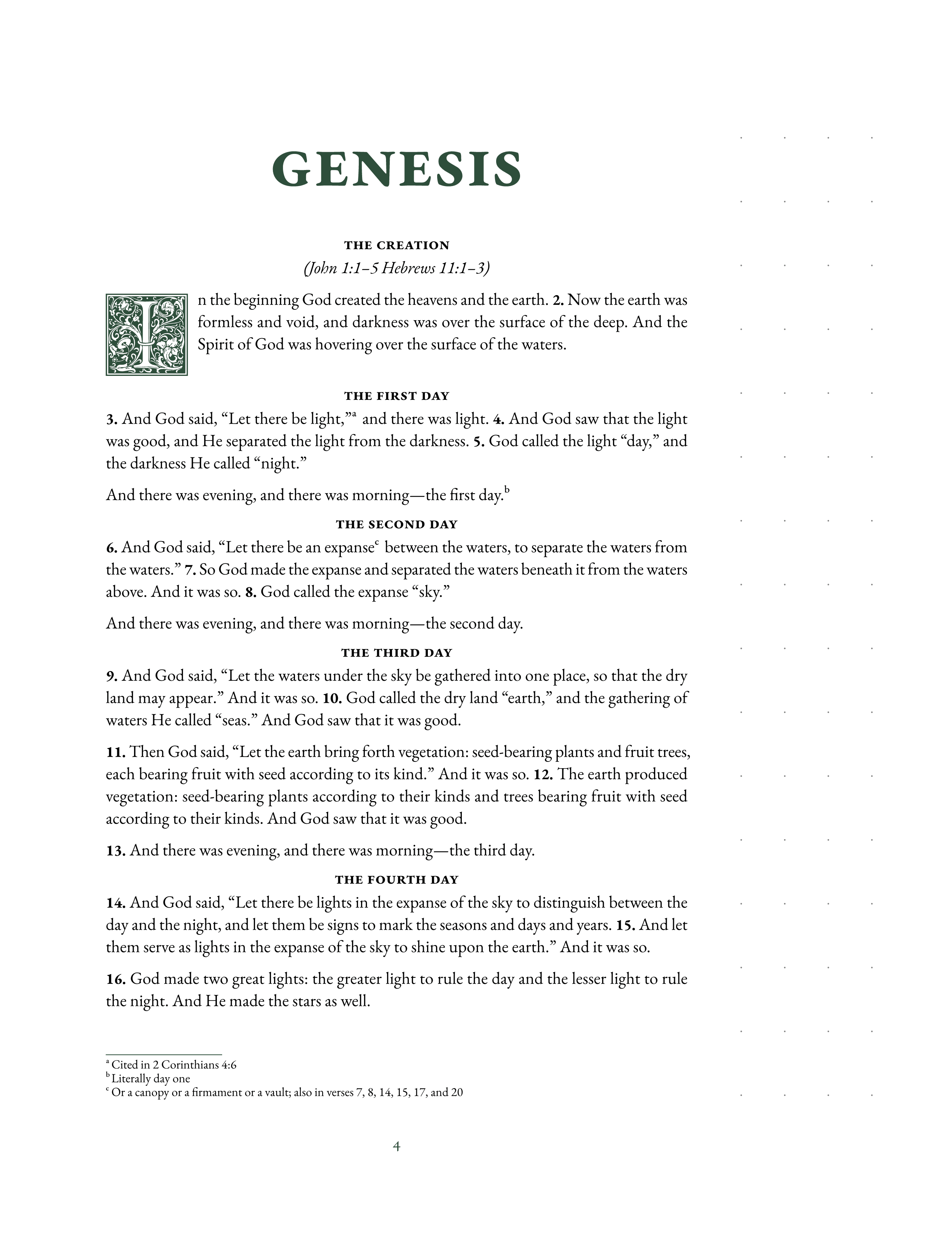 Genesis 1:1 with a dotted note-taking margin