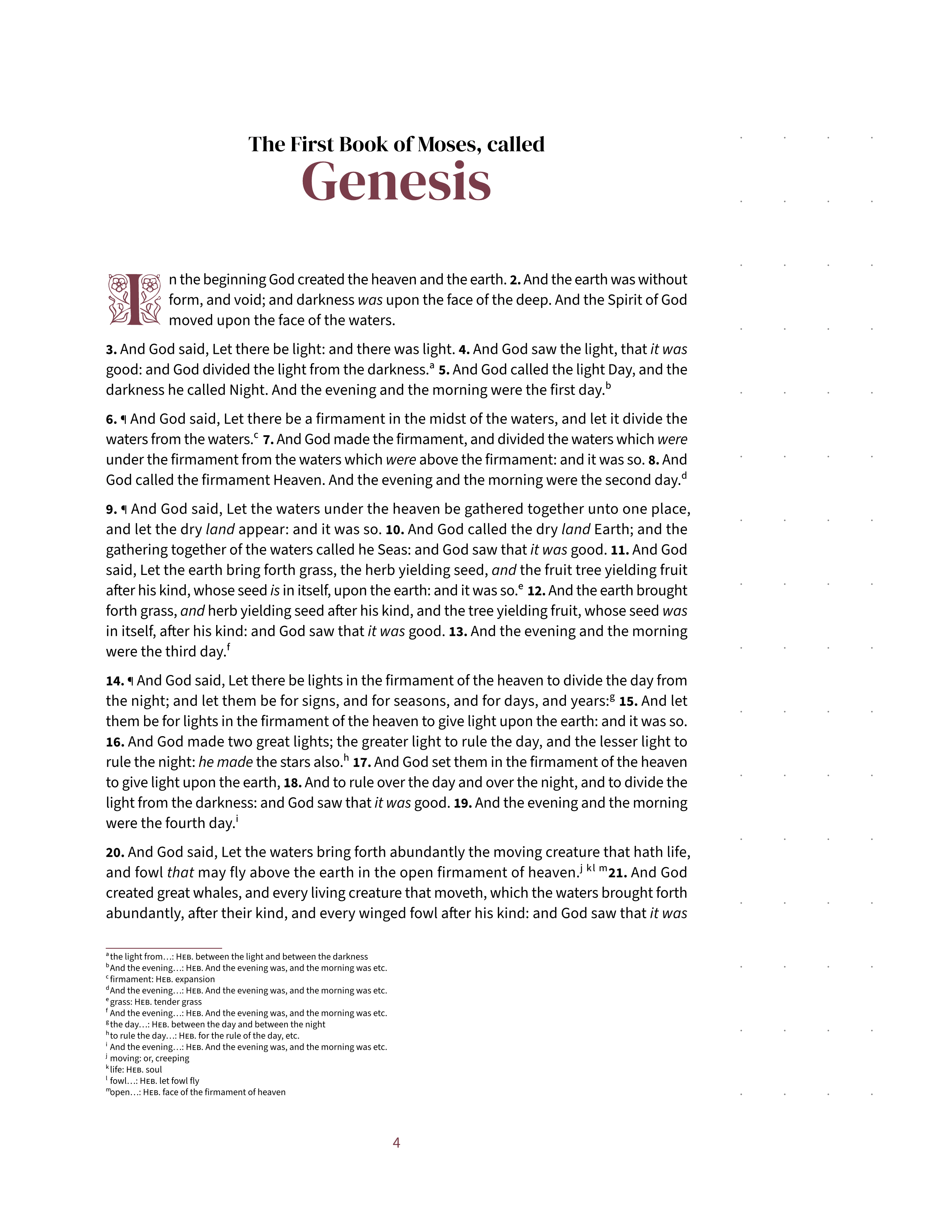 Genesis 1:1 with a dotted note-taking margin