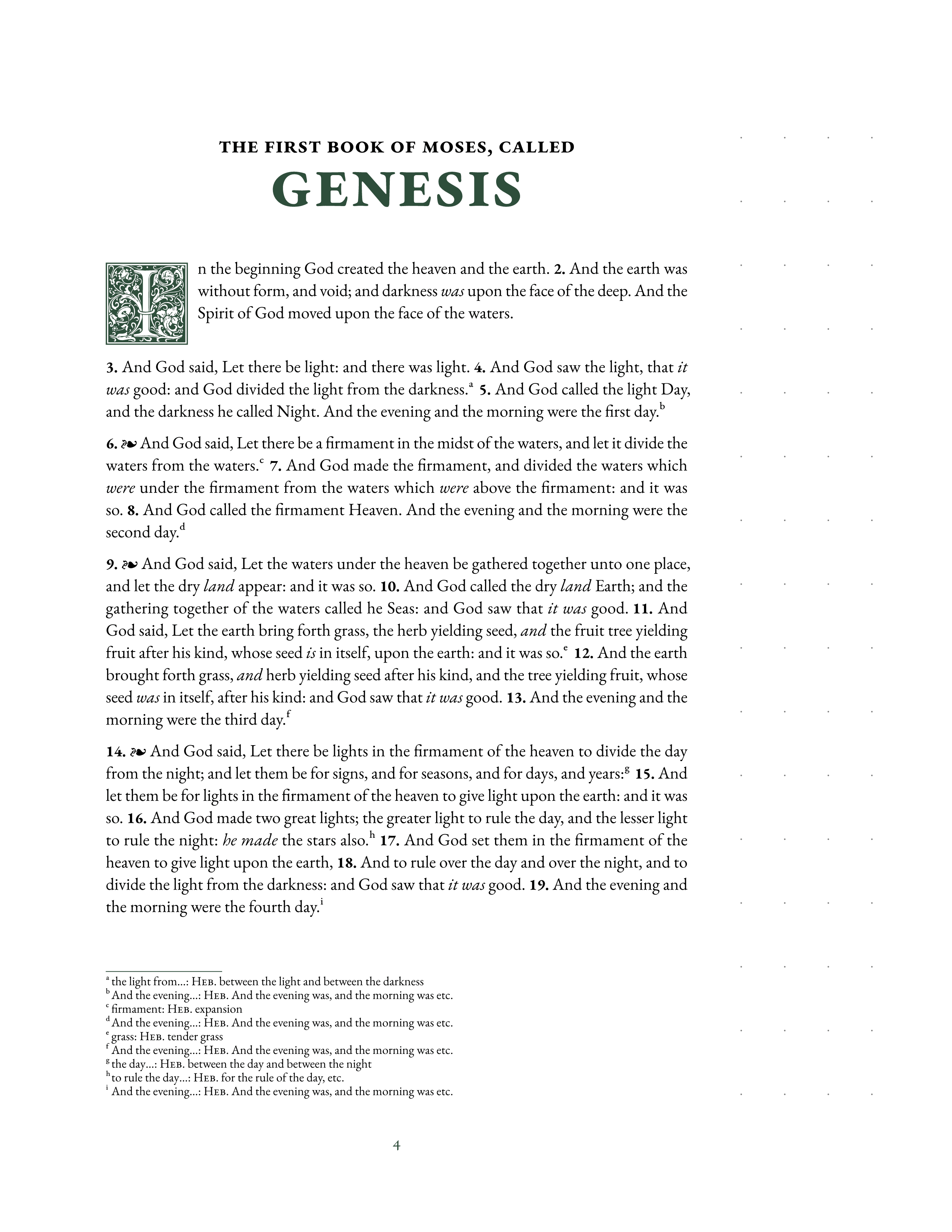 Genesis 1:1 with a dotted note-taking margin