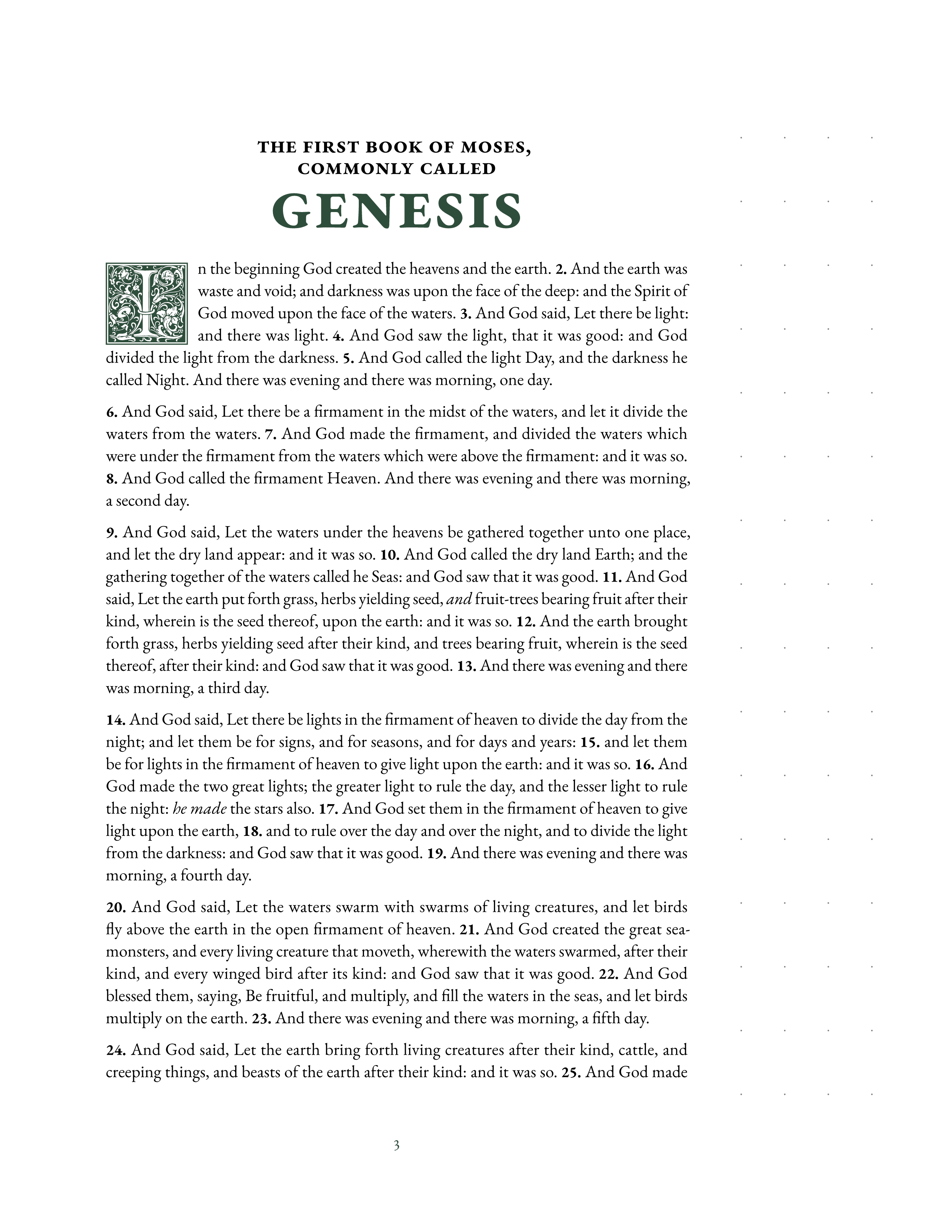 Genesis 1:1 with a dotted note-taking margin