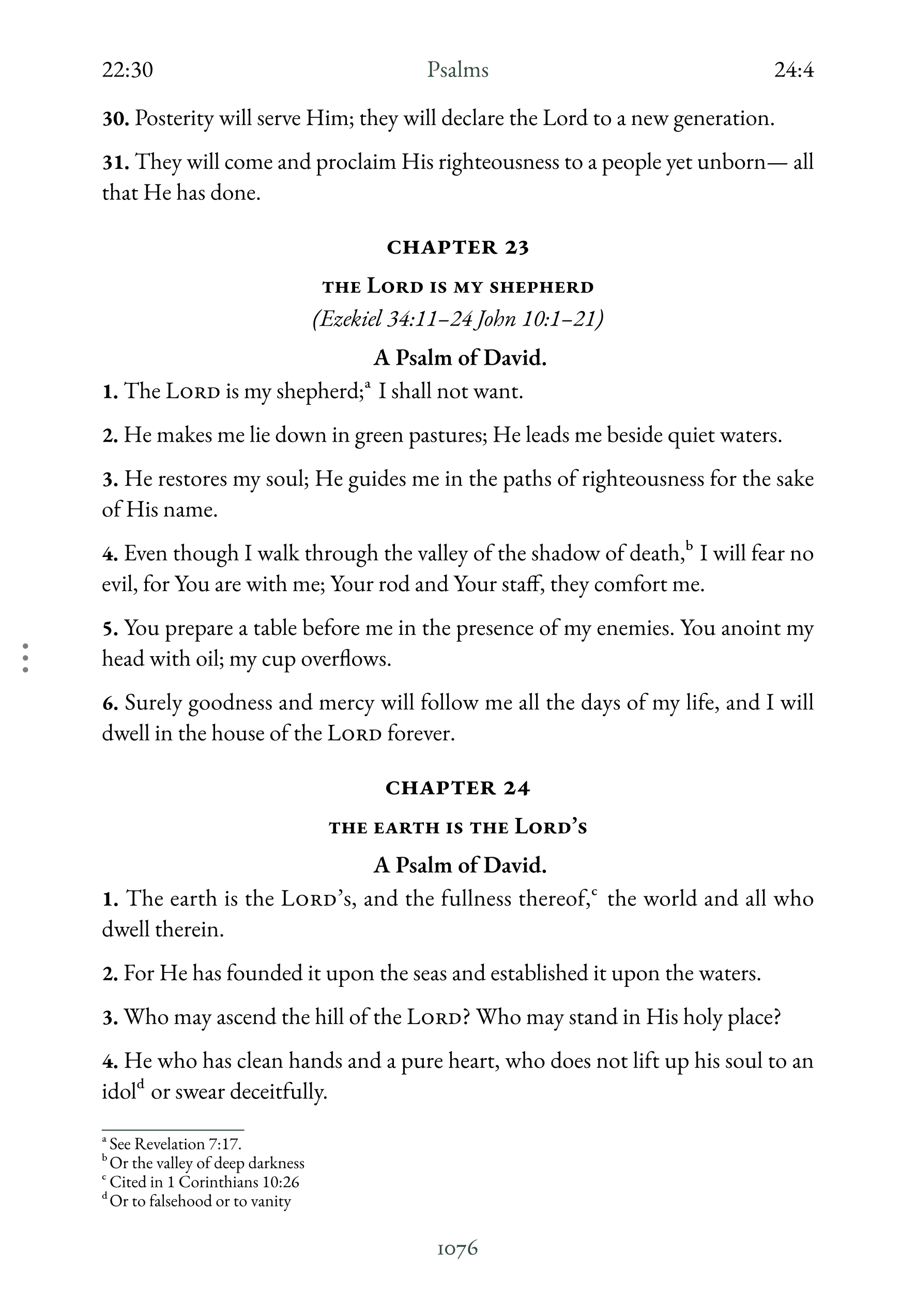 Interior spread showing Psalm 23 in reading layout