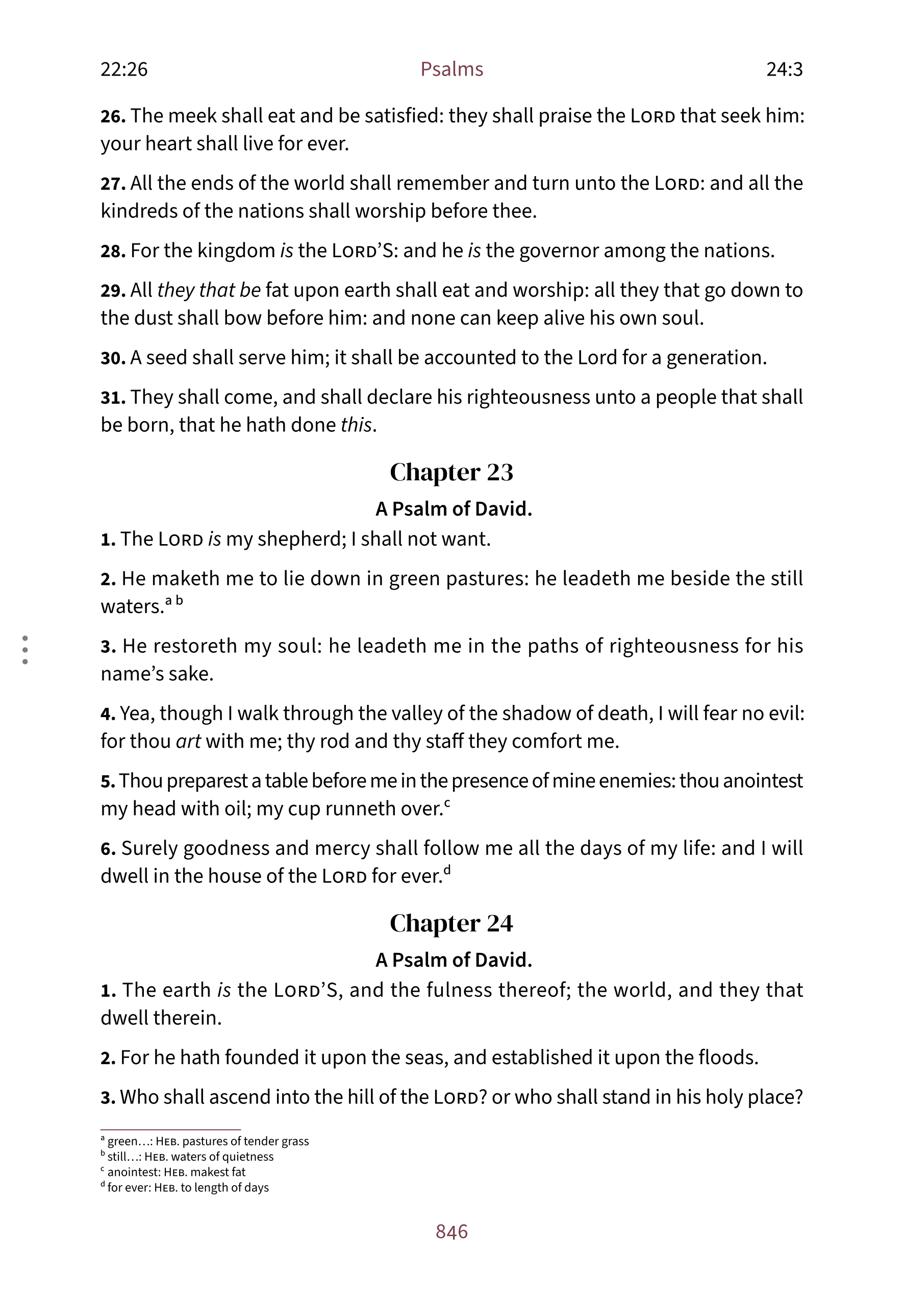 Interior spread showing Psalm 23 in the Embrace reading layout