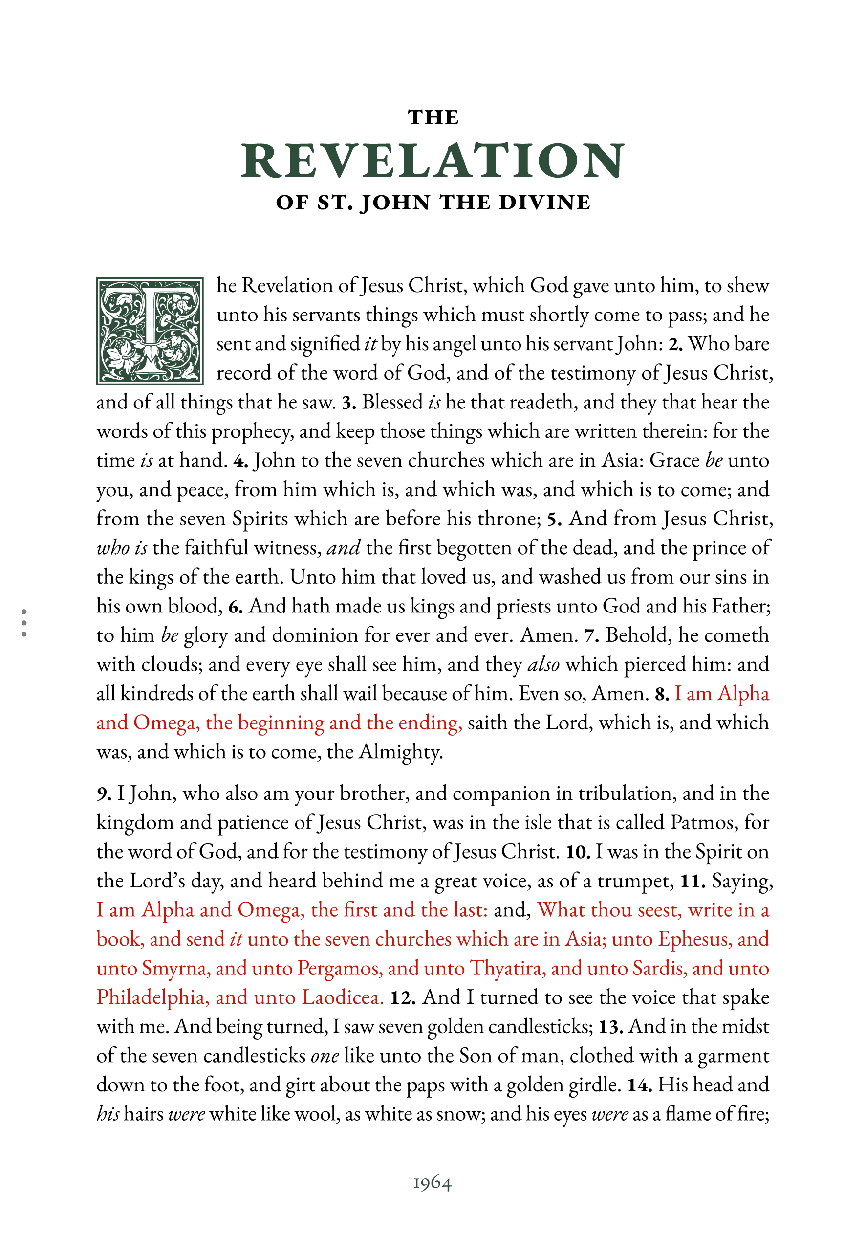Interior spread showing Revelation 1:1 in reading layout