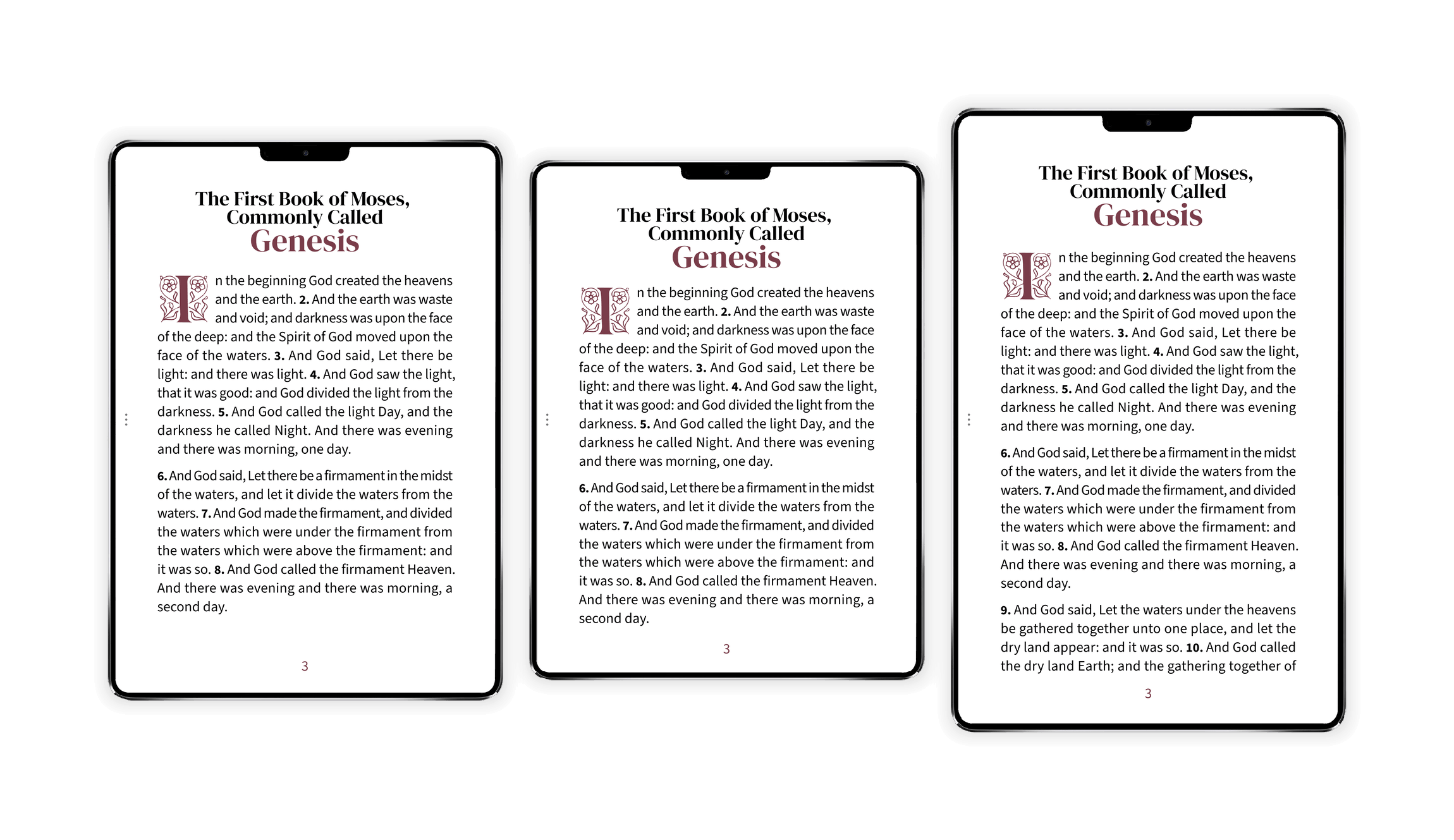 Three tablet aspect ratios shown side by side: 4:3, 1.43:1 (23:16), and 16:10