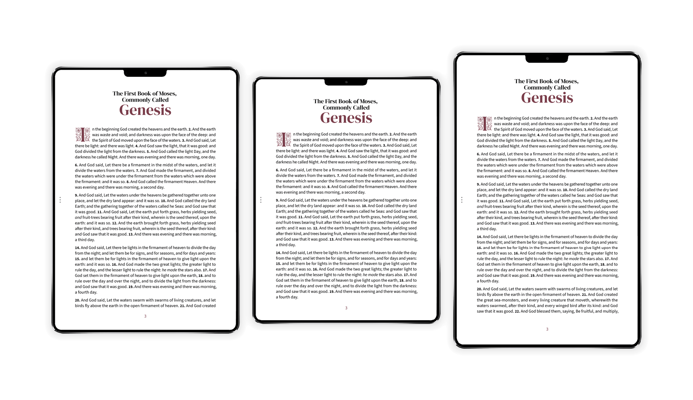 Three tablet aspect ratios shown side by side: 4:3, 1.43:1 (23:16), and 16:10