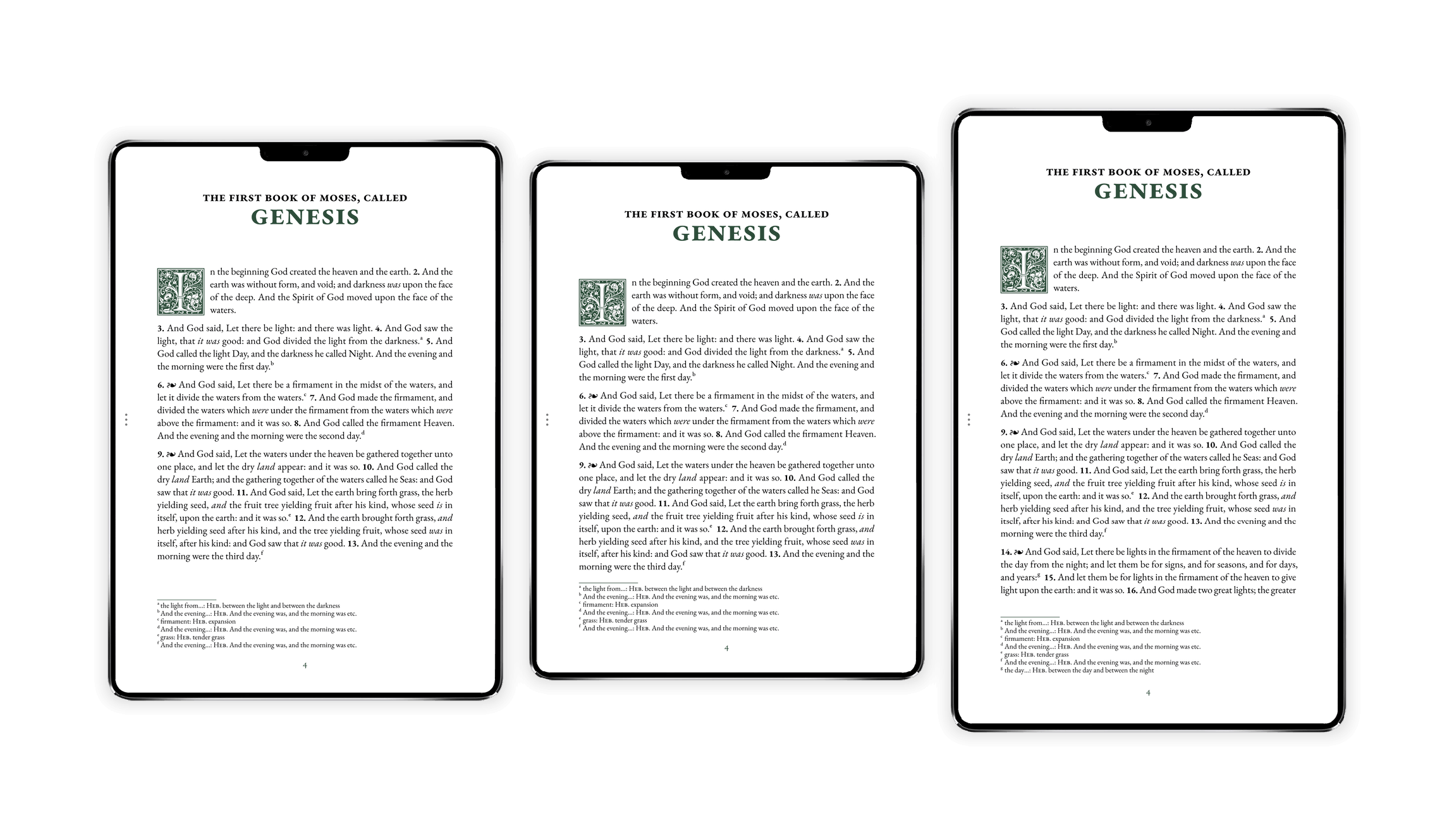 Three tablet aspect ratios shown side by side: 4:3, 1.43:1 (23:16), and 16:10